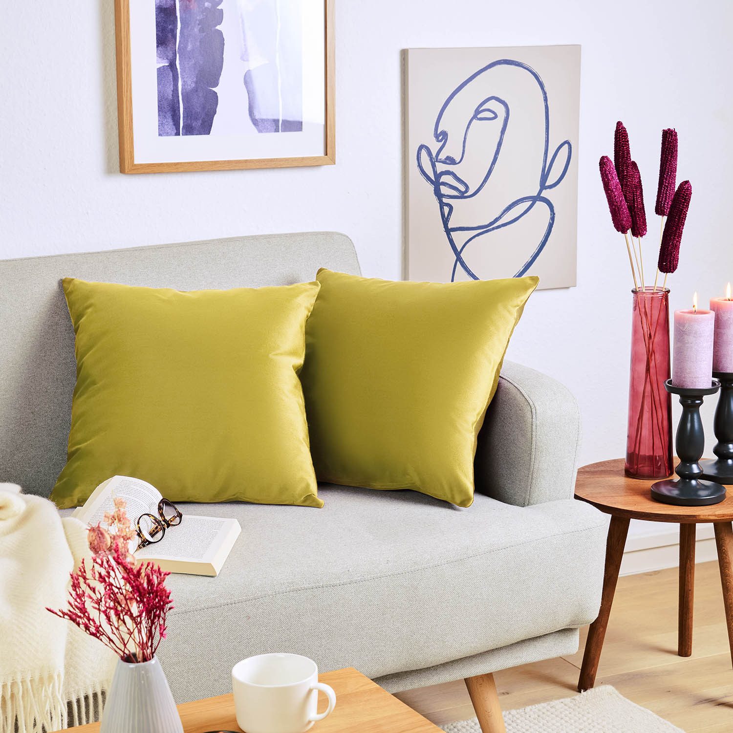 Blumtal Kissenbezug 2er Set - dekorativer Samt Kissenbezug mit verstecktem günstig online kaufen