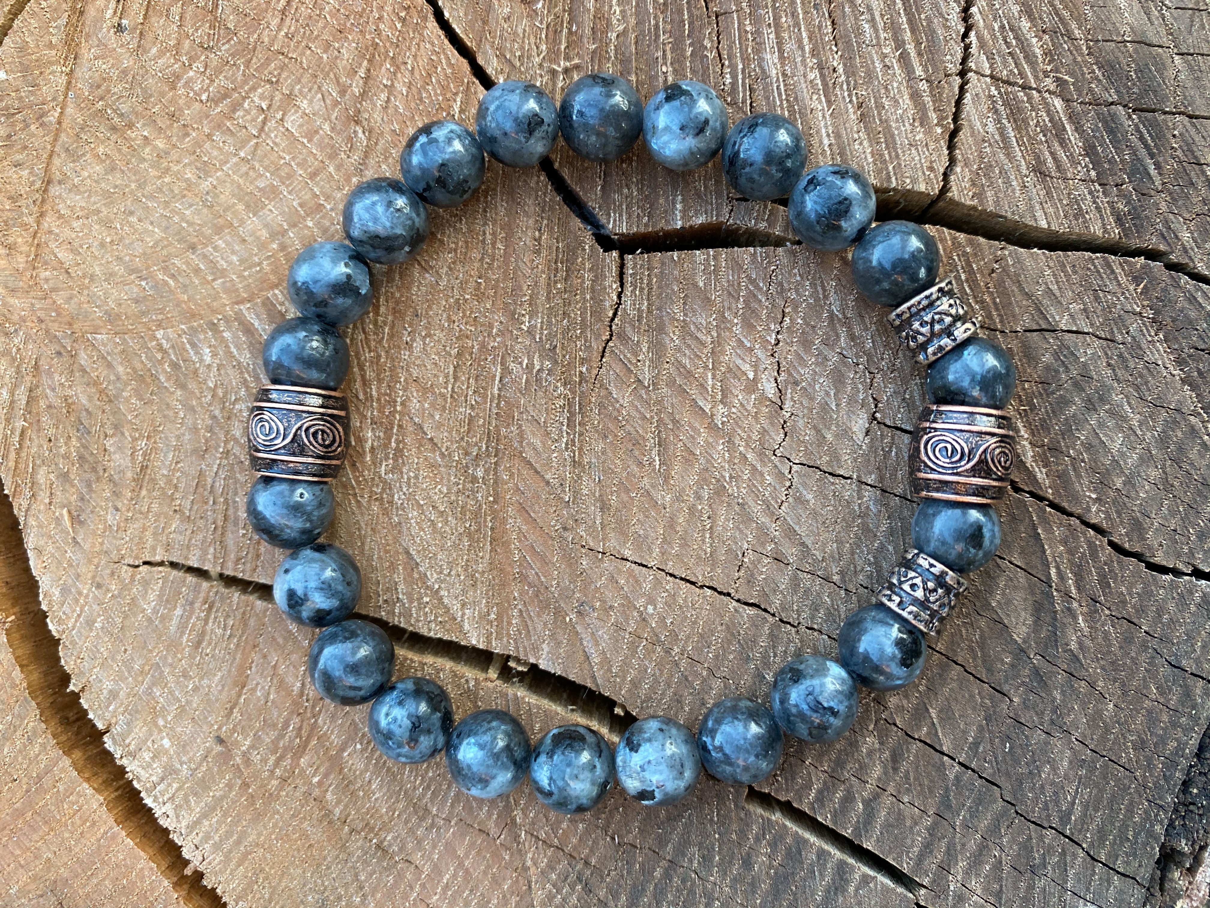 NAHLE Perlenarmband Naturstein Larvikit Wikinger Armband günstig online kaufen