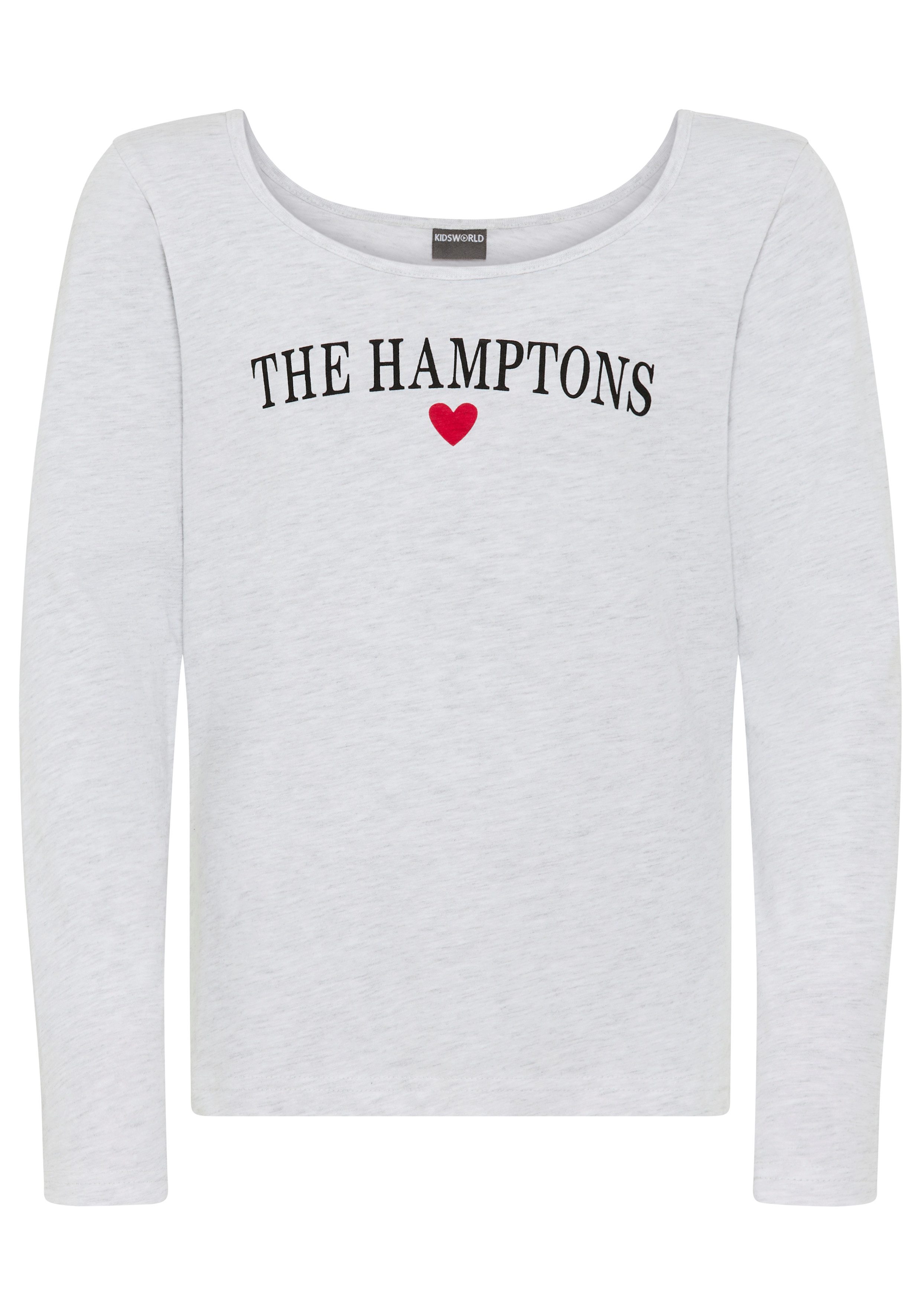 KIDSWORLD Langarmshirt Shirt mit Hamptons-Druck für Mädchen Tieferer Ausschnitt. Reduzierter Preis € 10,49. Unverbindliche Preisempfehlung € 14,99, (€ 10,49 pro 1 Stk)