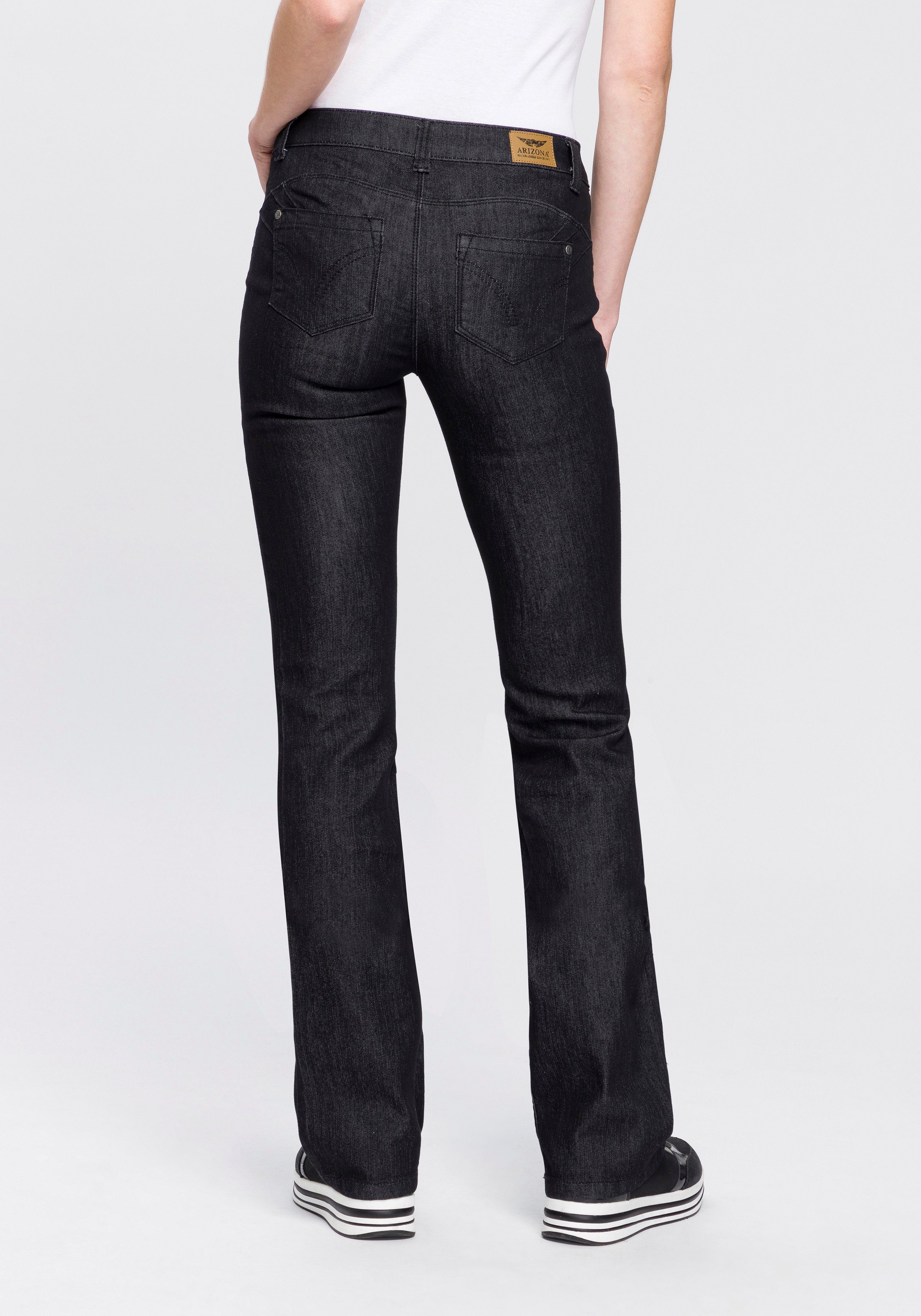 Arizona Bootcut-Jeans Shaping bootcut, Kontrastnähte, Used-Look-Waschung, günstig online kaufen