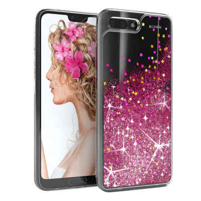 EAZY CASE Handyhülle Liquid Glittery Case für Huawei Honor 10 5,84 Zoll, Glitzerhülle Shiny Slimcover stoßfest Durchsichtig Bumper Case Pink