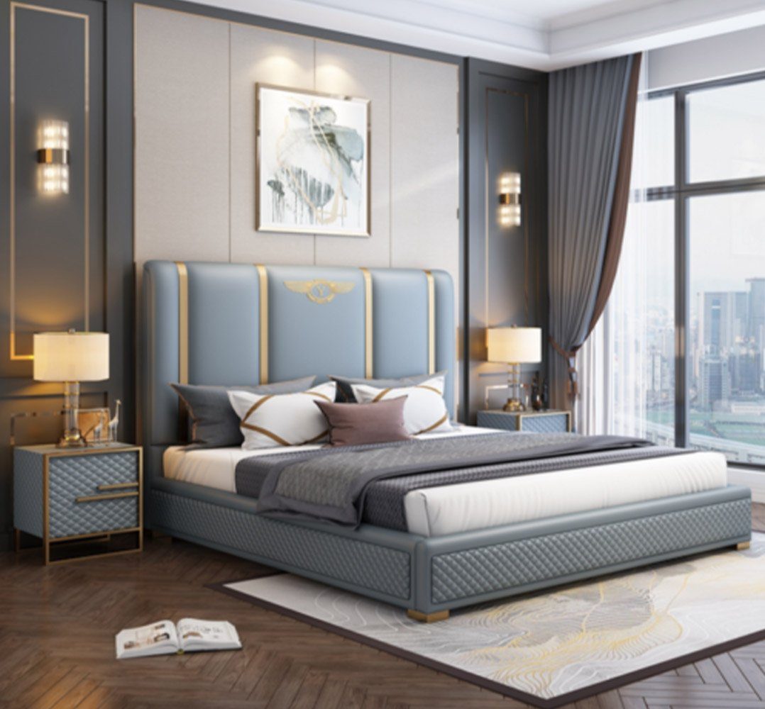 JVmoebel Bett Doppelbett Bett Luxus Holz Bettgestelle Bettrahmen Möbel Design Modern (Bet), Made In Europe