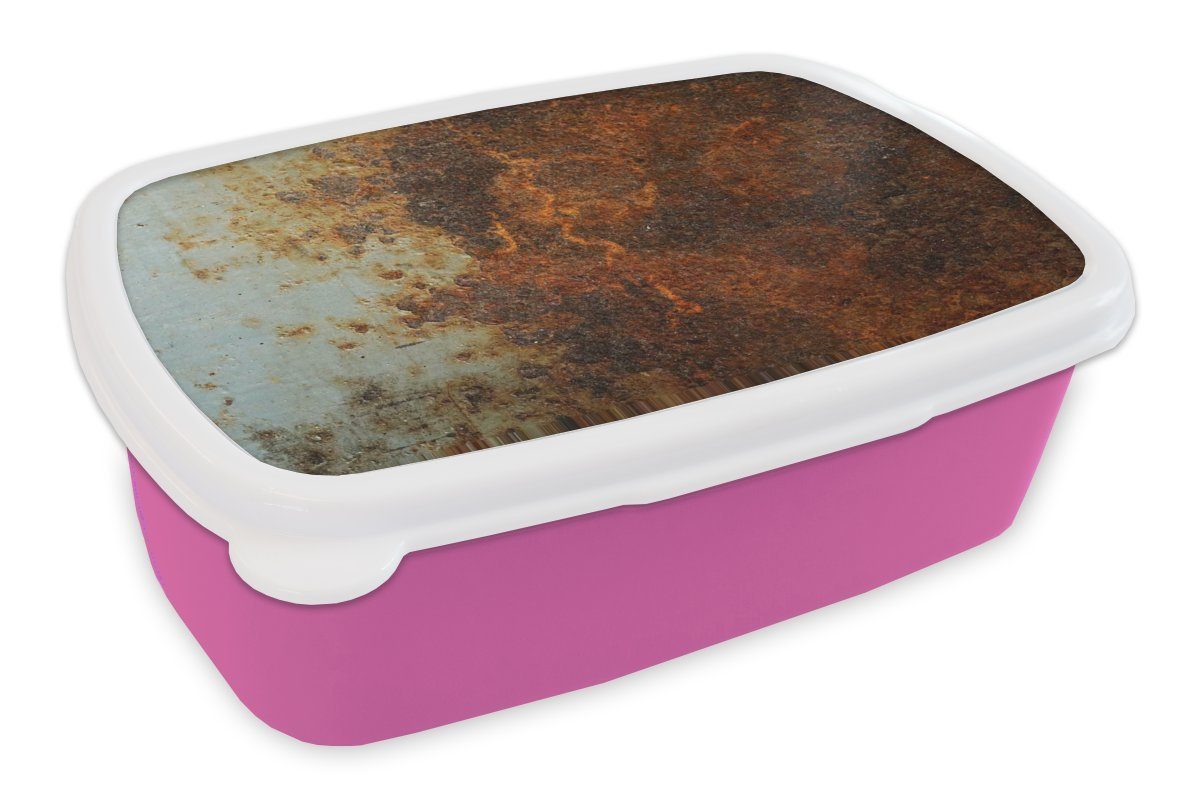 Mädchen, für - Kunststoff Rost, Kunststoff, - MuchoWow Kinder, Erwachsene, Eisen Lunchbox rosa Brotbox (2-tlg), Brotdose Snackbox, Bleche