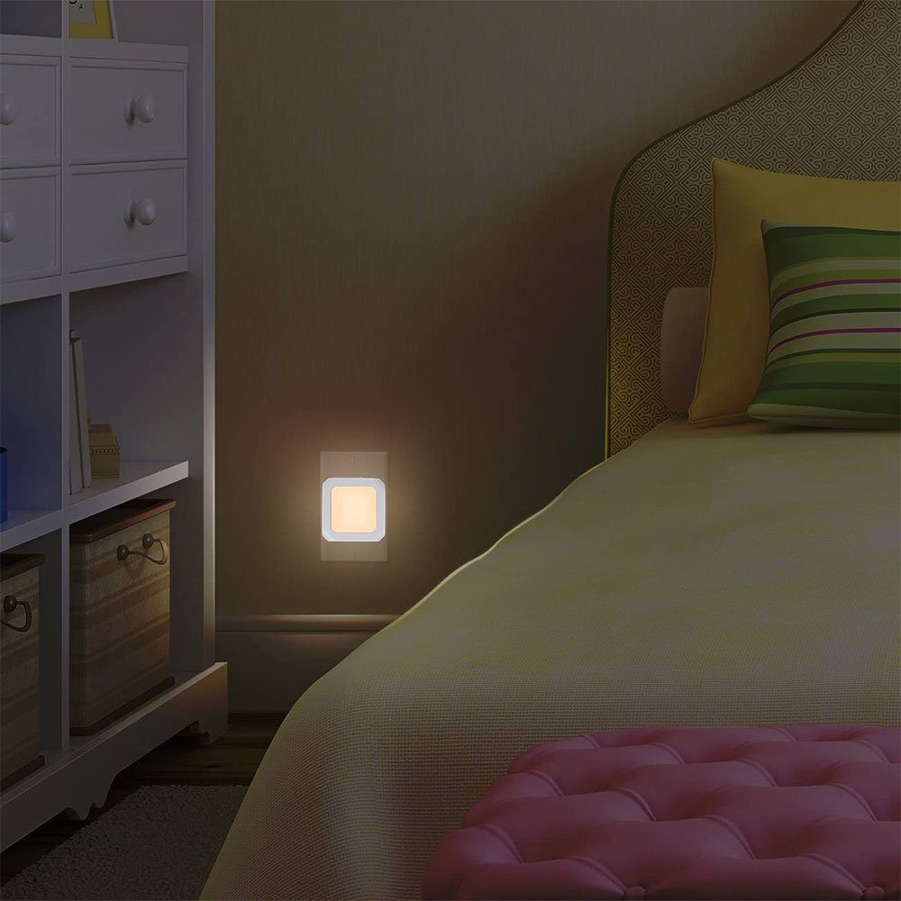 MUPOO LED Steckdosenleuchte LED Nachtlicht,LED-Schrankleuchte,LED Warmweiß, Automatischer 1 Schlafzimmer Baby,Kinder Dimmbar, Nachtlampe,Plug-in Stk, Dämmerungssensor,für