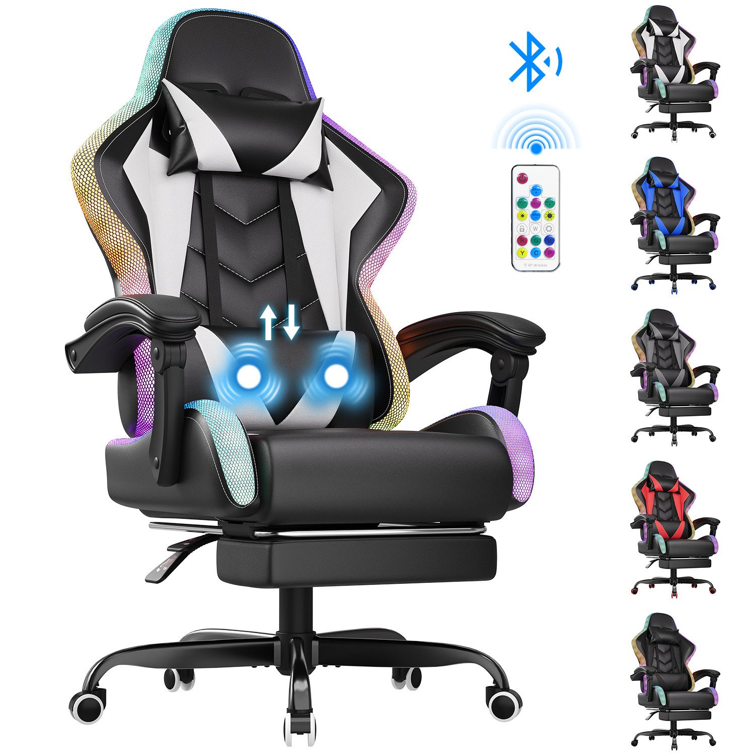 HOMALL Gaming-Stuhl LED Gaming Chair,Massage,Bürostuhl,Gaming Stuhl, günstig online kaufen