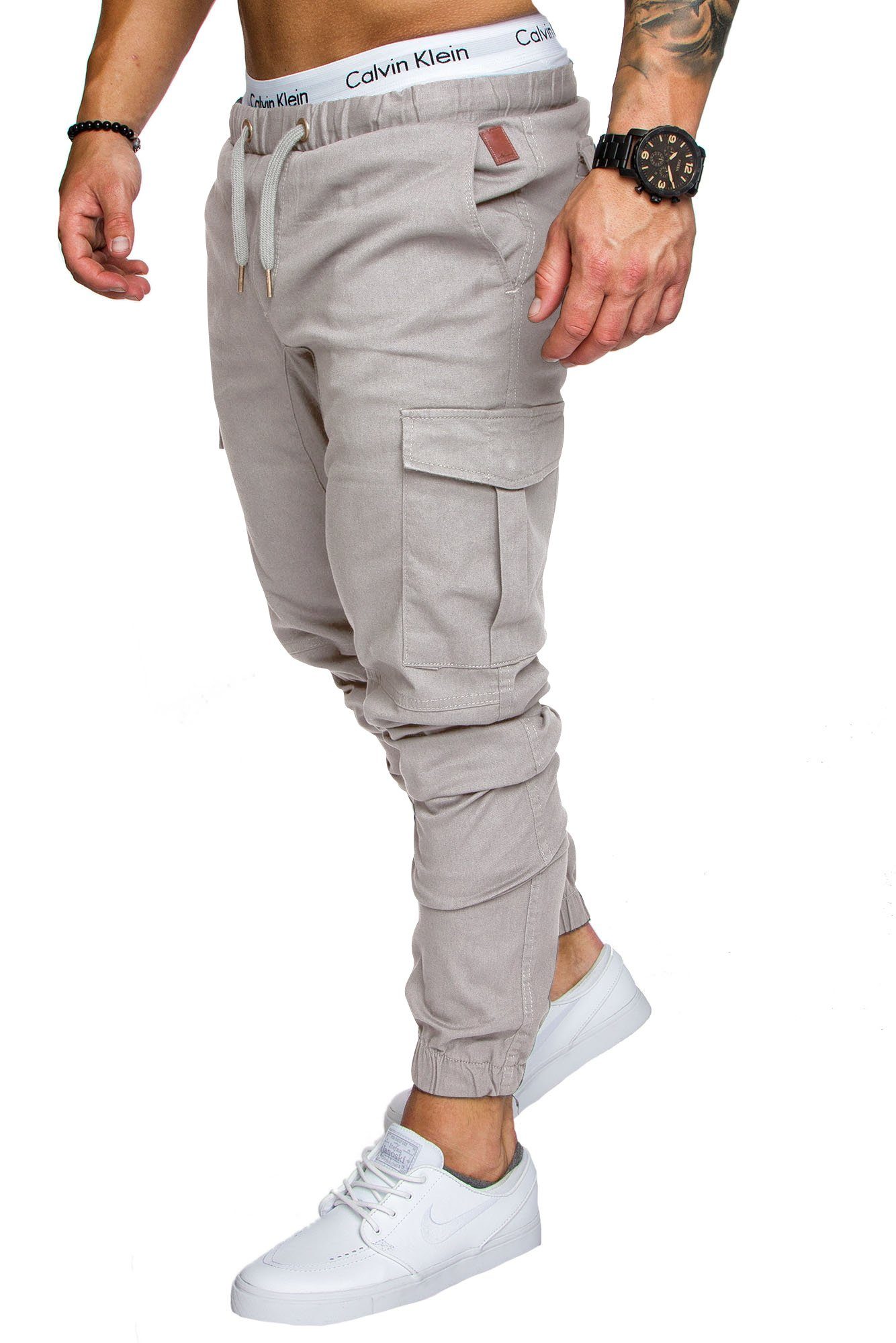 Hellgrau Jogger-Chino Cargo Amaci&Sons Chinohose LOS ANGELES