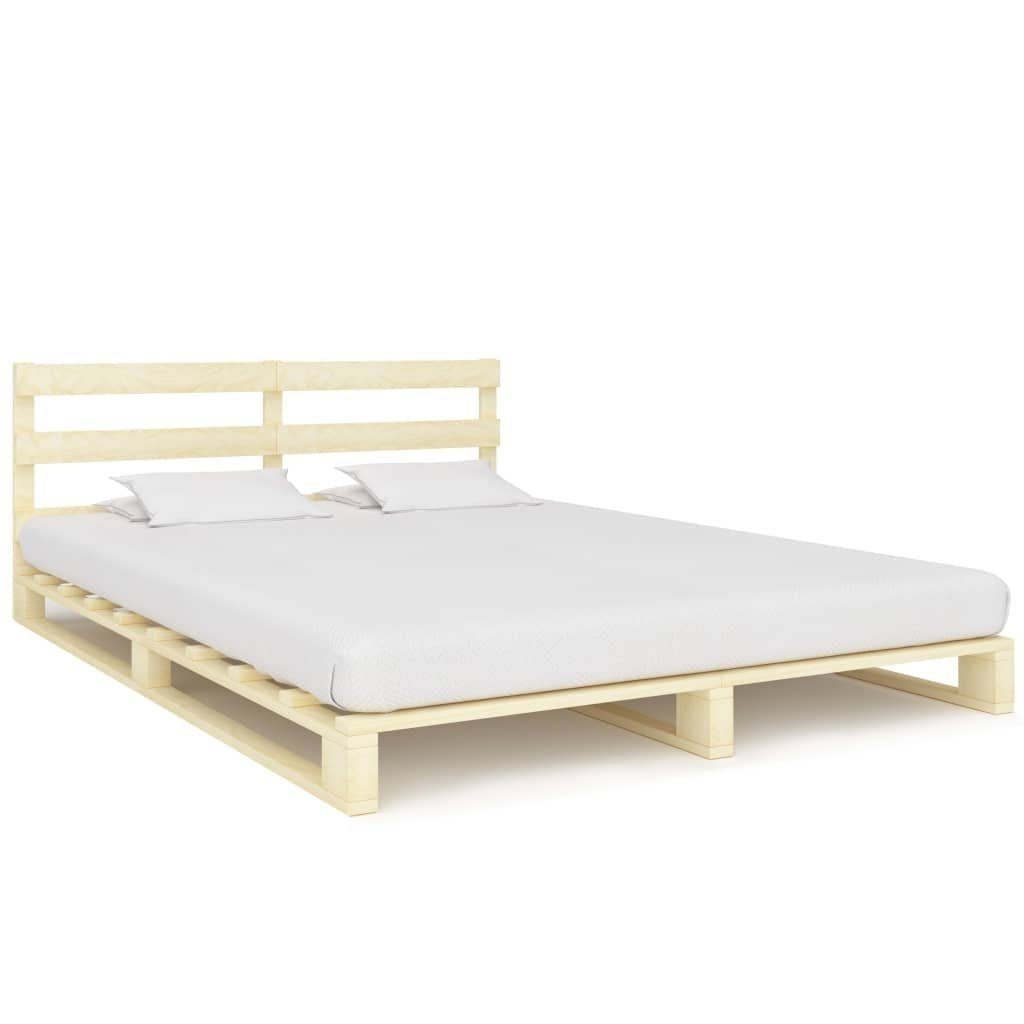 vidaXL Bett aus Kiefer-Massivholz in Natur (L/B/H: 200x200x65 cm)