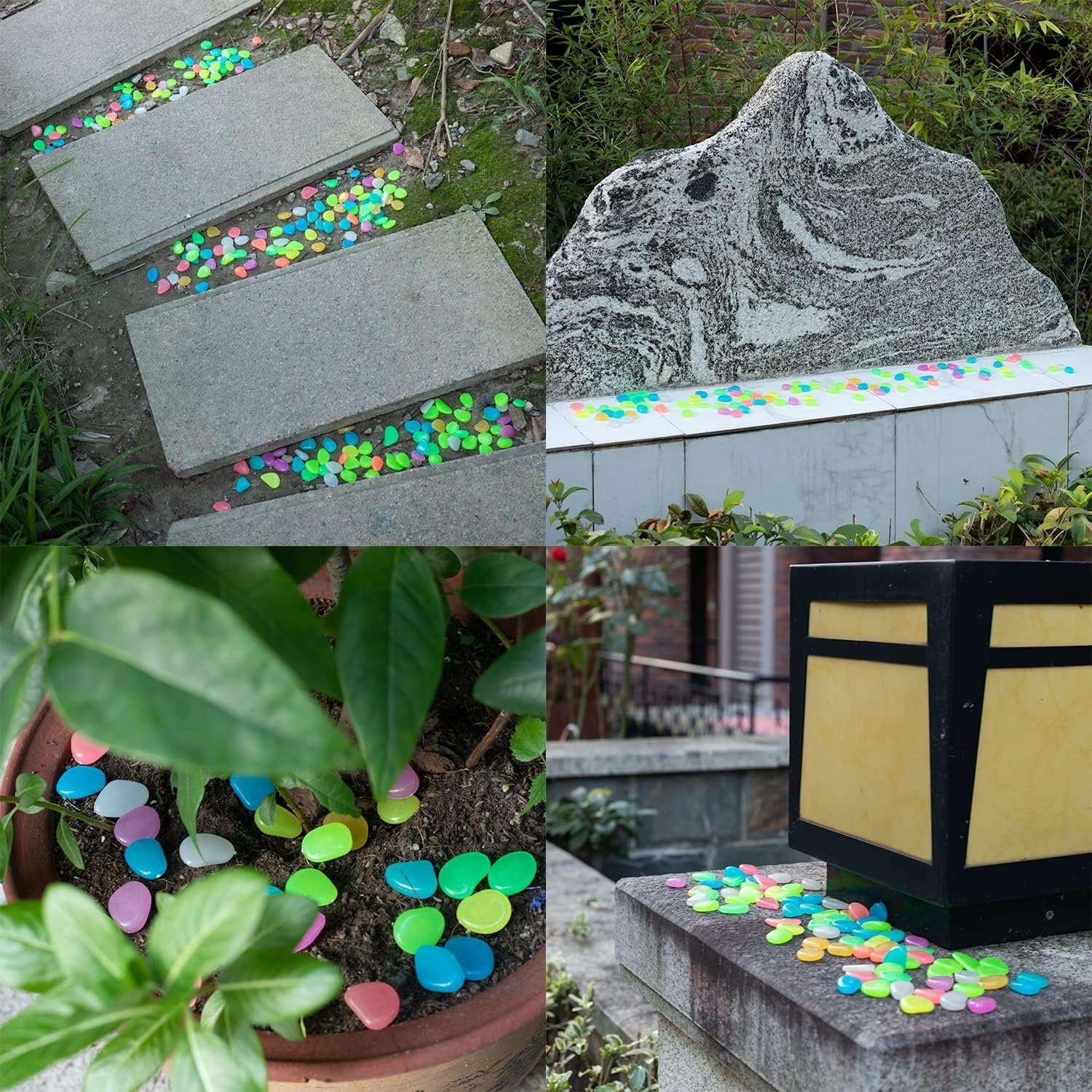 FOUORTUNATE-BEE Dekosteine 200x Leuchtsteine Nachtleuchtend für Garten & Aquarium, (200-St), Fluoreszierende Dekosteine für Teich, Weg & Außenbereich – Bild 5 von 5