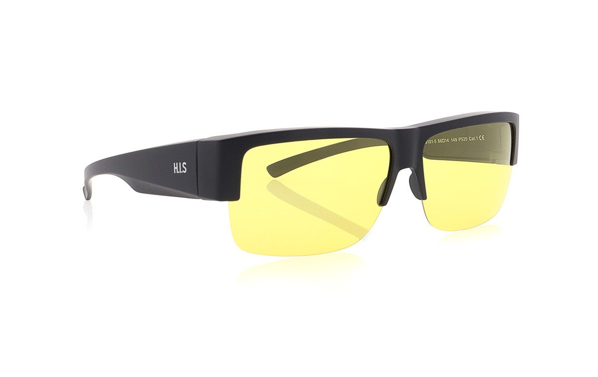 HIS Eyewear Sonnenbrille HIS Sonnenbrille HP79101-5 Unisex Schwarz-Gelb Sport UV400 66-14-149