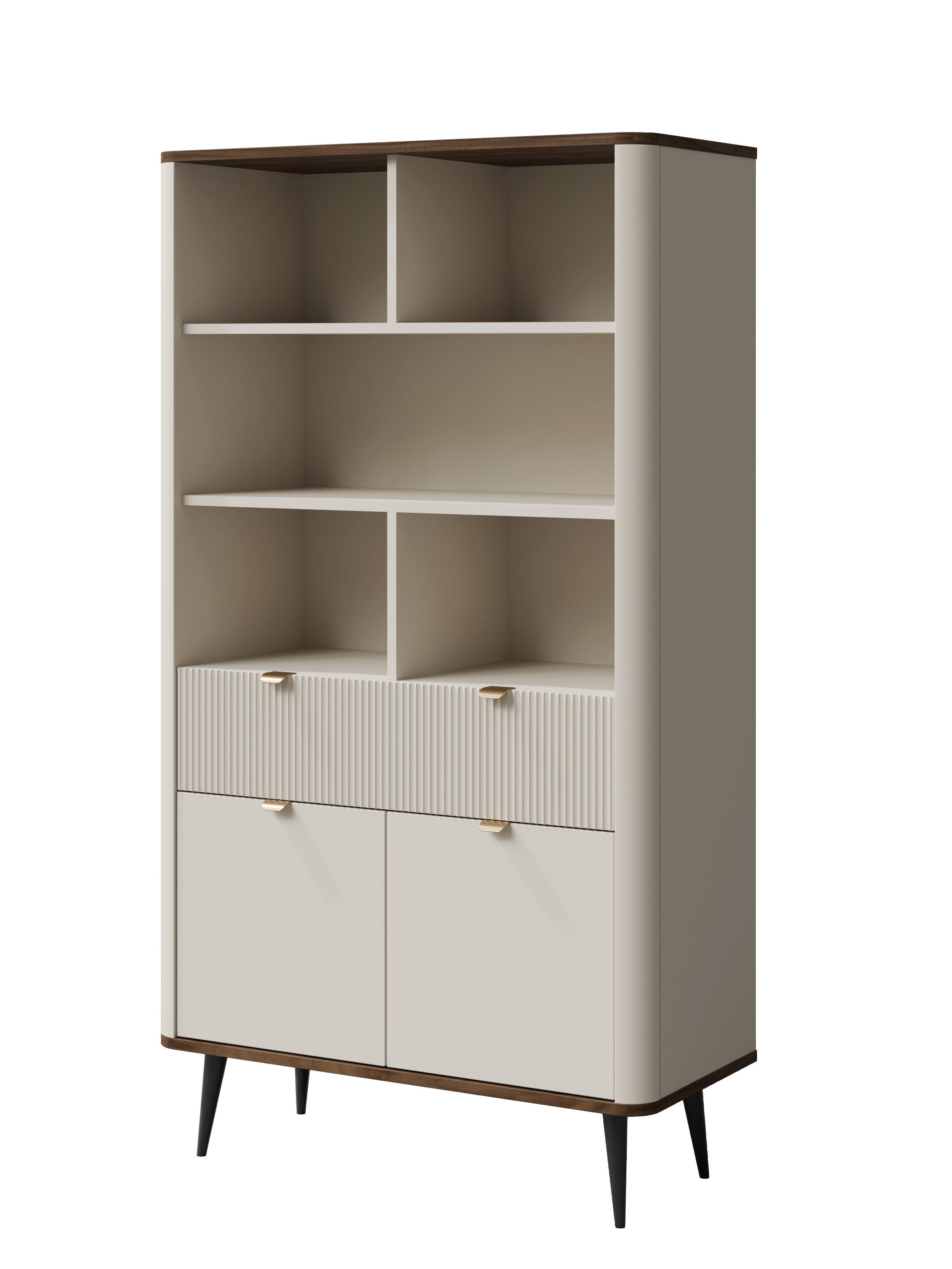 Compleo Bücherregal mit Schublade, Elegant design, Metallgriffe LILIA, Breite: 90 cm