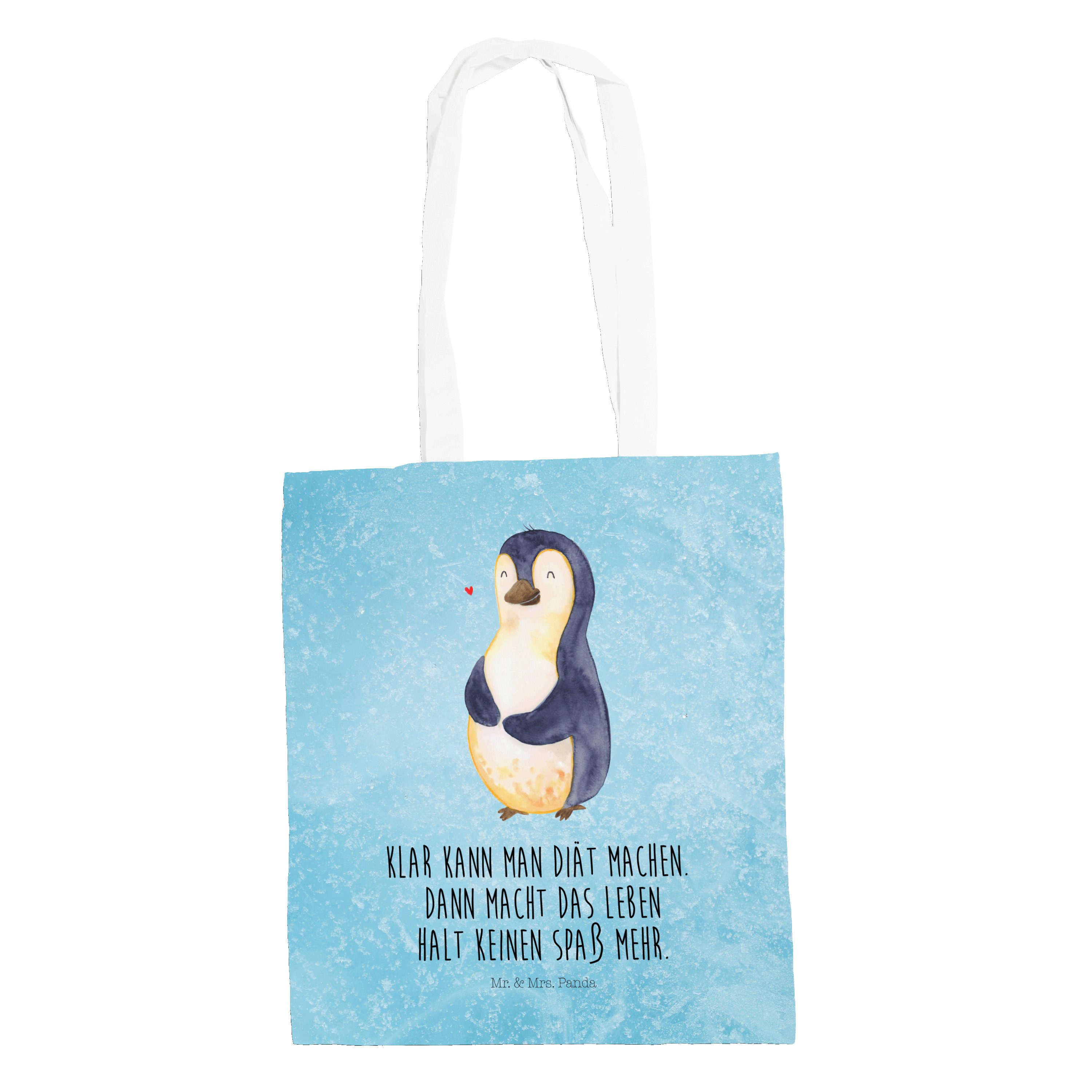 Mr. & Mrs. Panda Tragetasche Pinguin Diät - Eisblau - Geschenk, Beuteltasche, Stoffbeutel, Jutebeu (1-tlg)