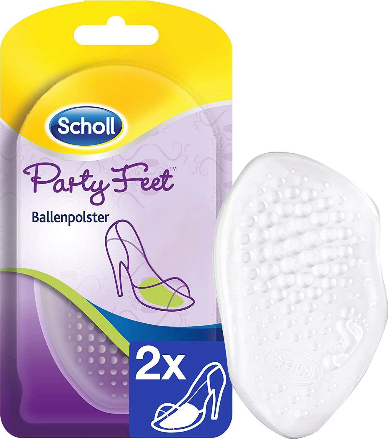 Scholl Gelpolster Party Feet Ballenpolster, Rutschfeste Einlegesohlen mit GelActiv Technologie für Damenschuhe