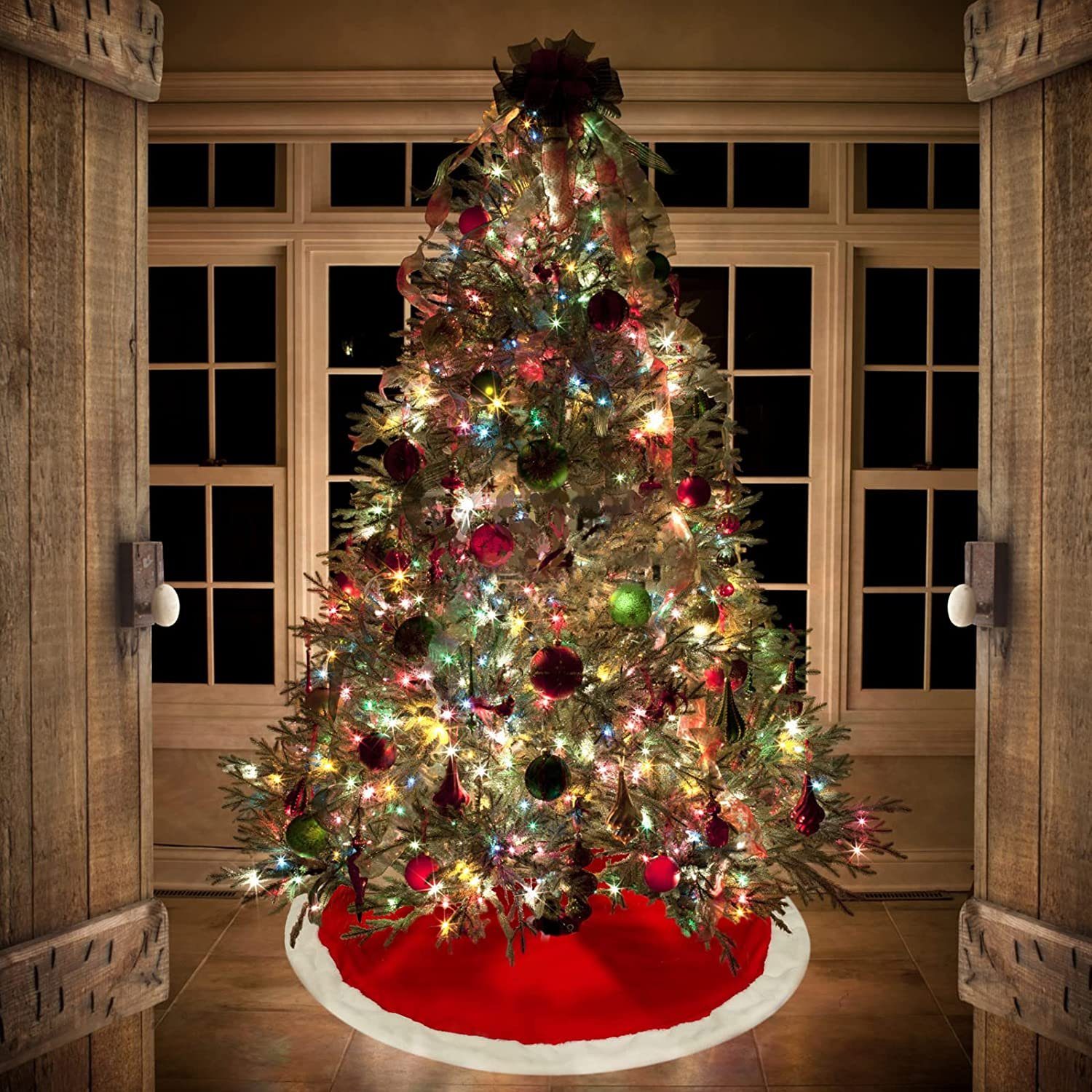 Salcar Weihnachtsbaumdecke »Baumteppich Weihnachten Weihnachtsbaumdecke  Baumrock Plüsche Rot Weiß«, Durchmesser 80cm