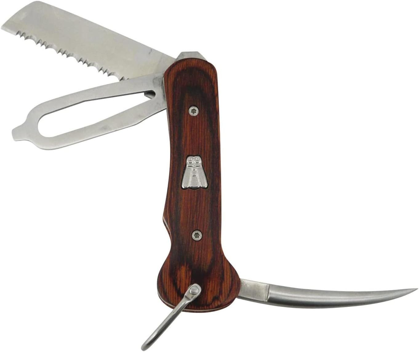 LAGUIOLE Universalmesser 1x LAGUIOLE - Faltbares Marinemesser - Edelstahl, Pakka Holz, (1 St), Multifunktionsmesser - mit Ledertasche mit Gürtelclip