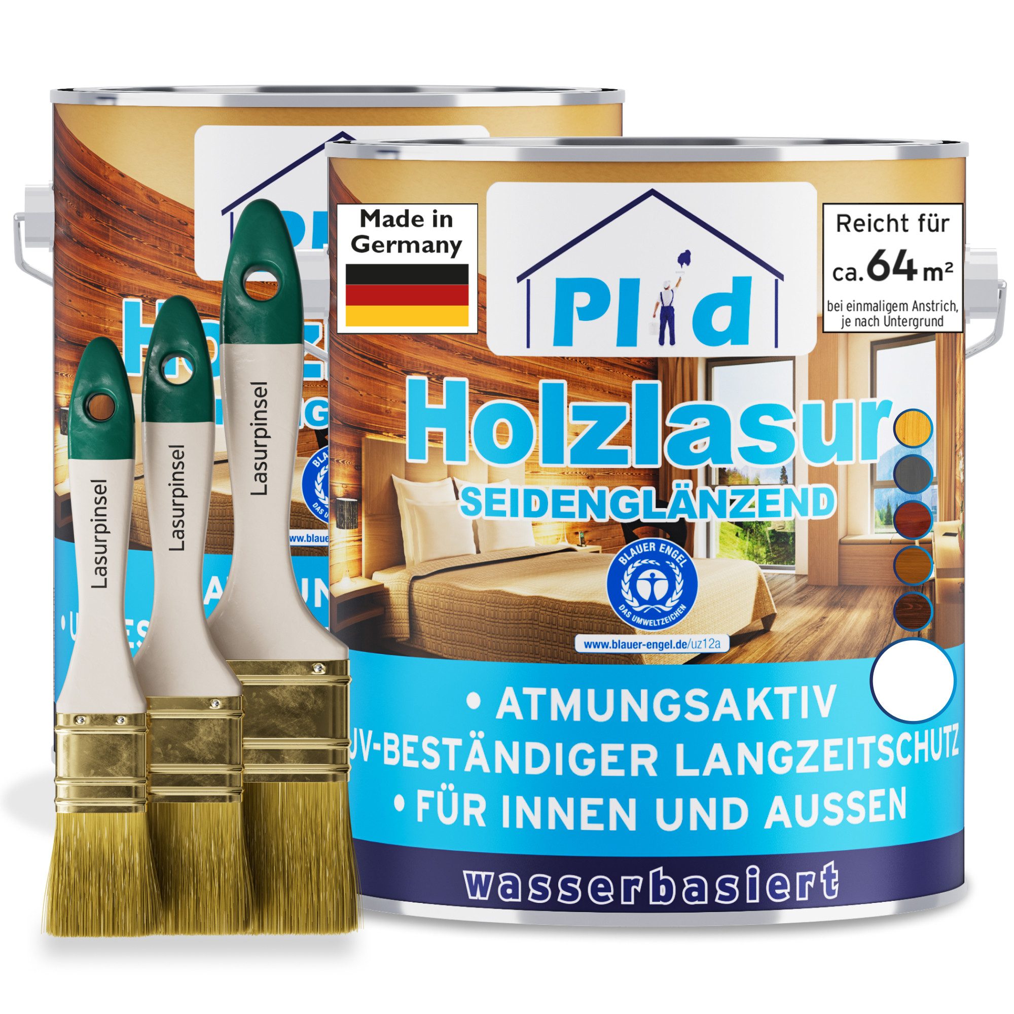 plid Holzschutzlasur Premium Holzlasur Holzschutzlasur Holzschutz Lasurpinsel, Schnelltrocknend
