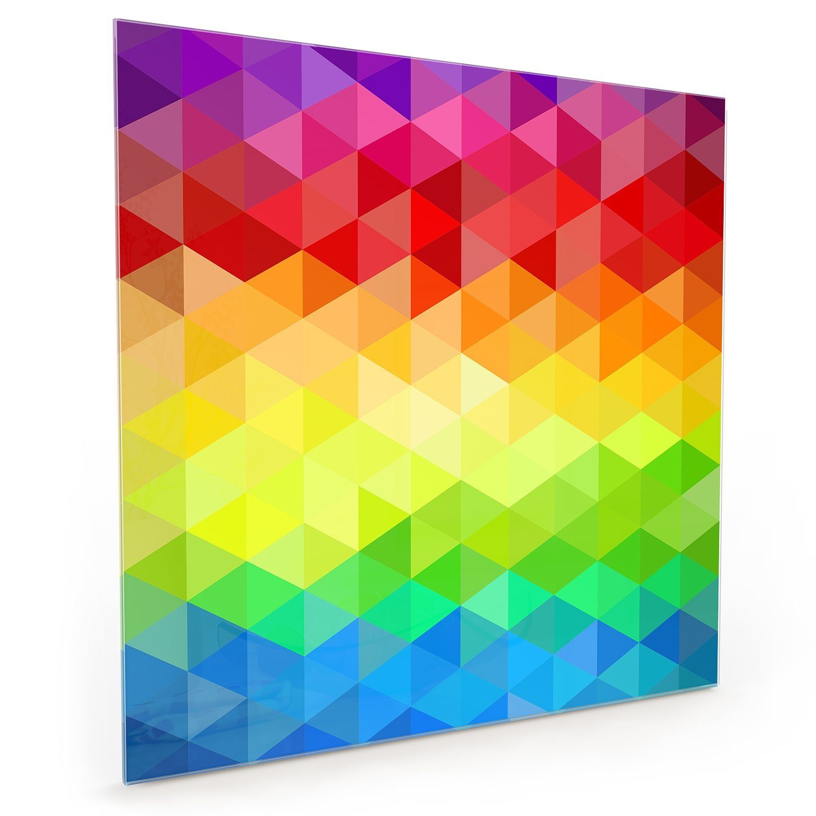 Primedeco Küchenrückwand Spritzschutz Glas 3D Dreieck farbig