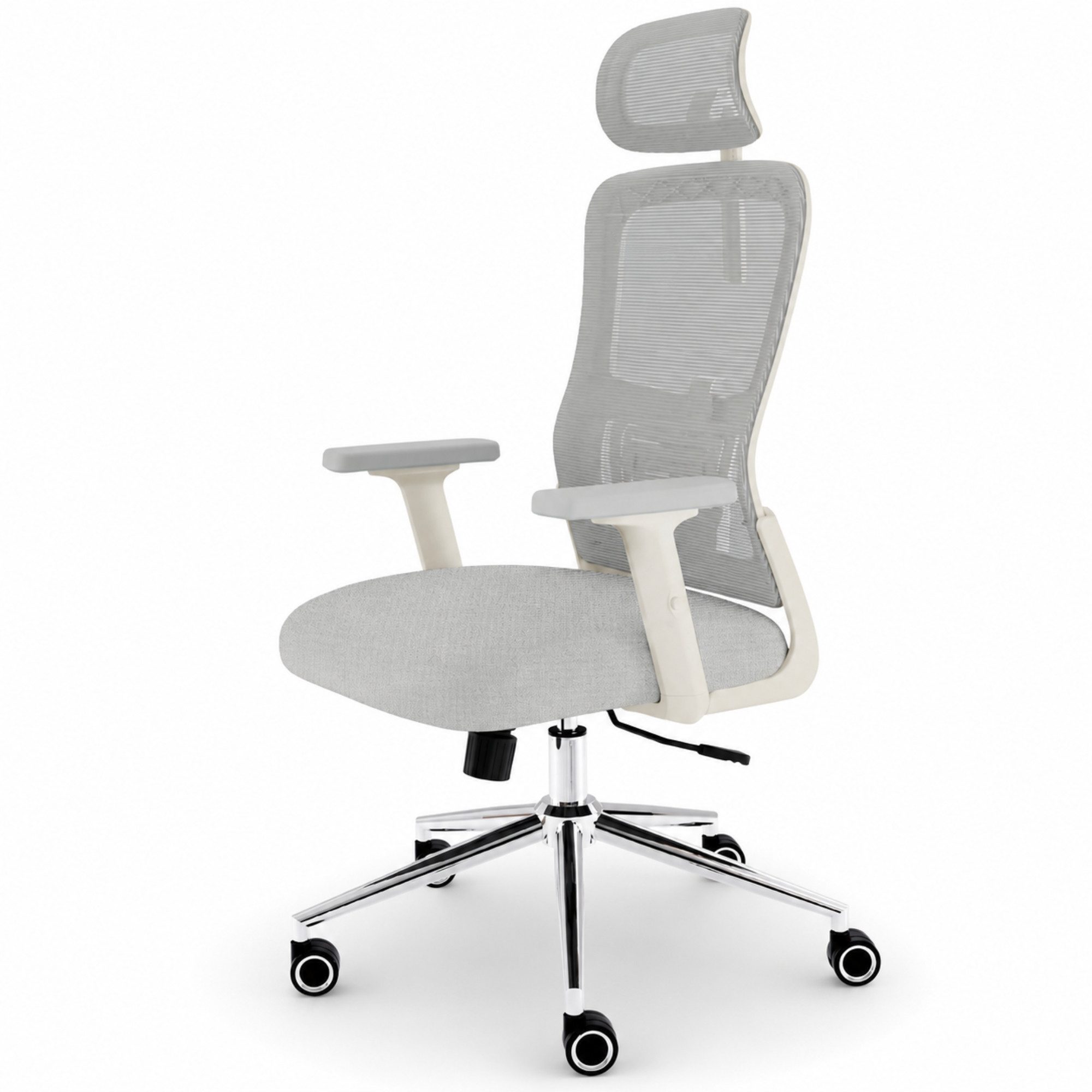 CLOUVOU Bürostuhl Ergonomisch, Schreibtischstuhl bis 150 kg - Testsieger (BrightSeat - Chefsessel für Arbeitszimmer, 2D Armlehne), Blade Wheels, Homeoffice, Gaming Stuhl, Drehstuhl