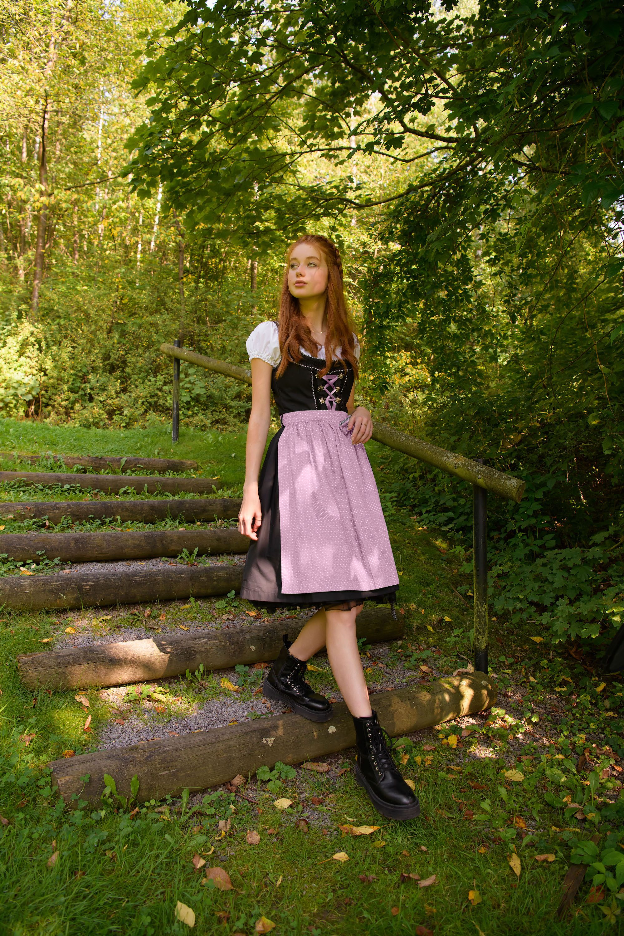 Ramona Lippert Dirndl Pia Damen 3-teiliges Trachtenkleid schwarz rosa Rockl günstig online kaufen