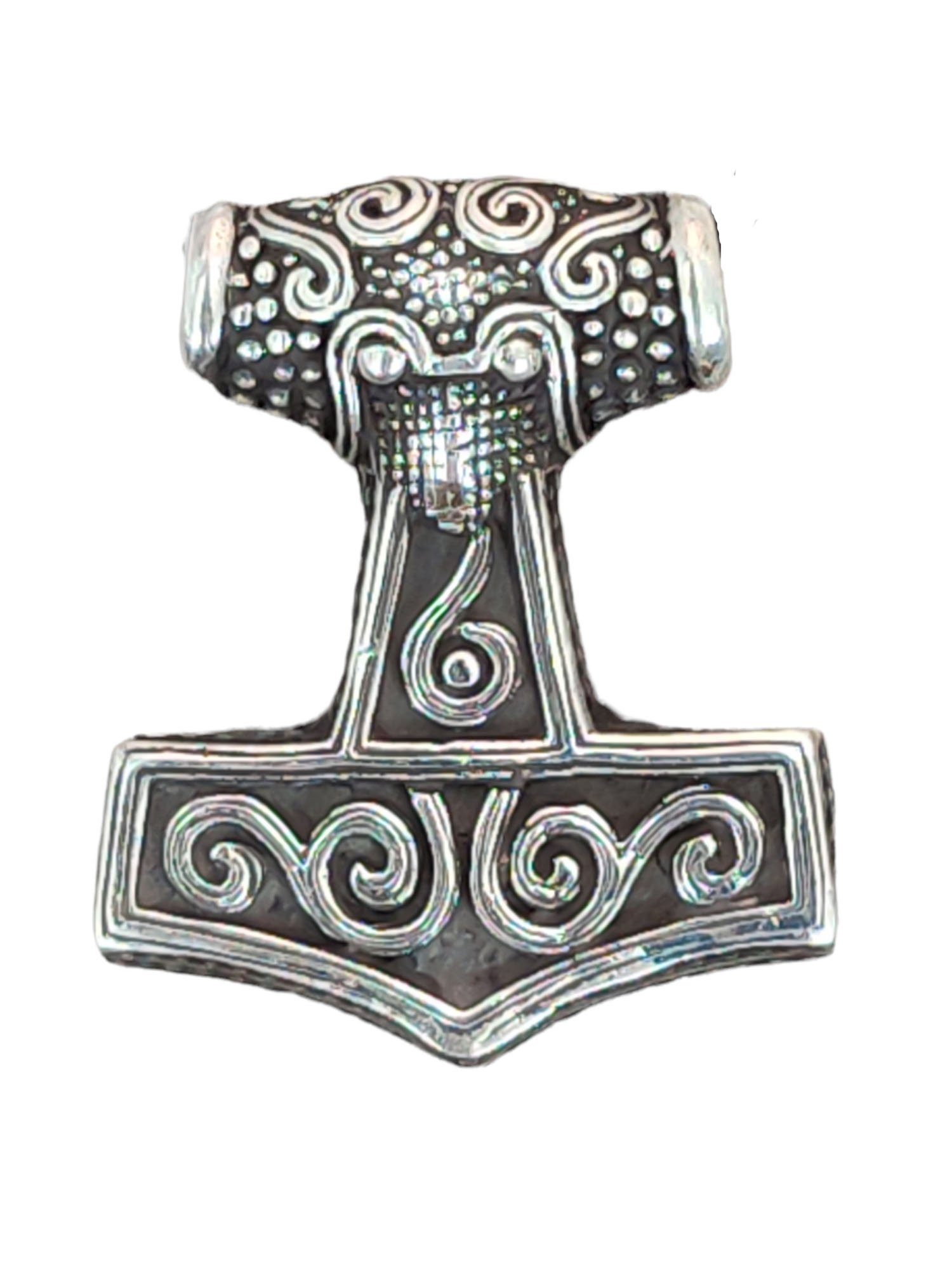 Silber 925 Kettenanhänger Kiss Thorhammer of Thor Leather Wikinger Thorshammer Hammer