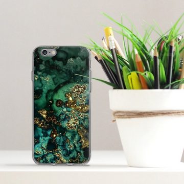 DeinDesign Handyhülle Marmor Glitzer Look Muster Cyan Glitter Marble Look, Apple iPhone 6s Silikon Hülle Bumper Case Handy Schutzhülle