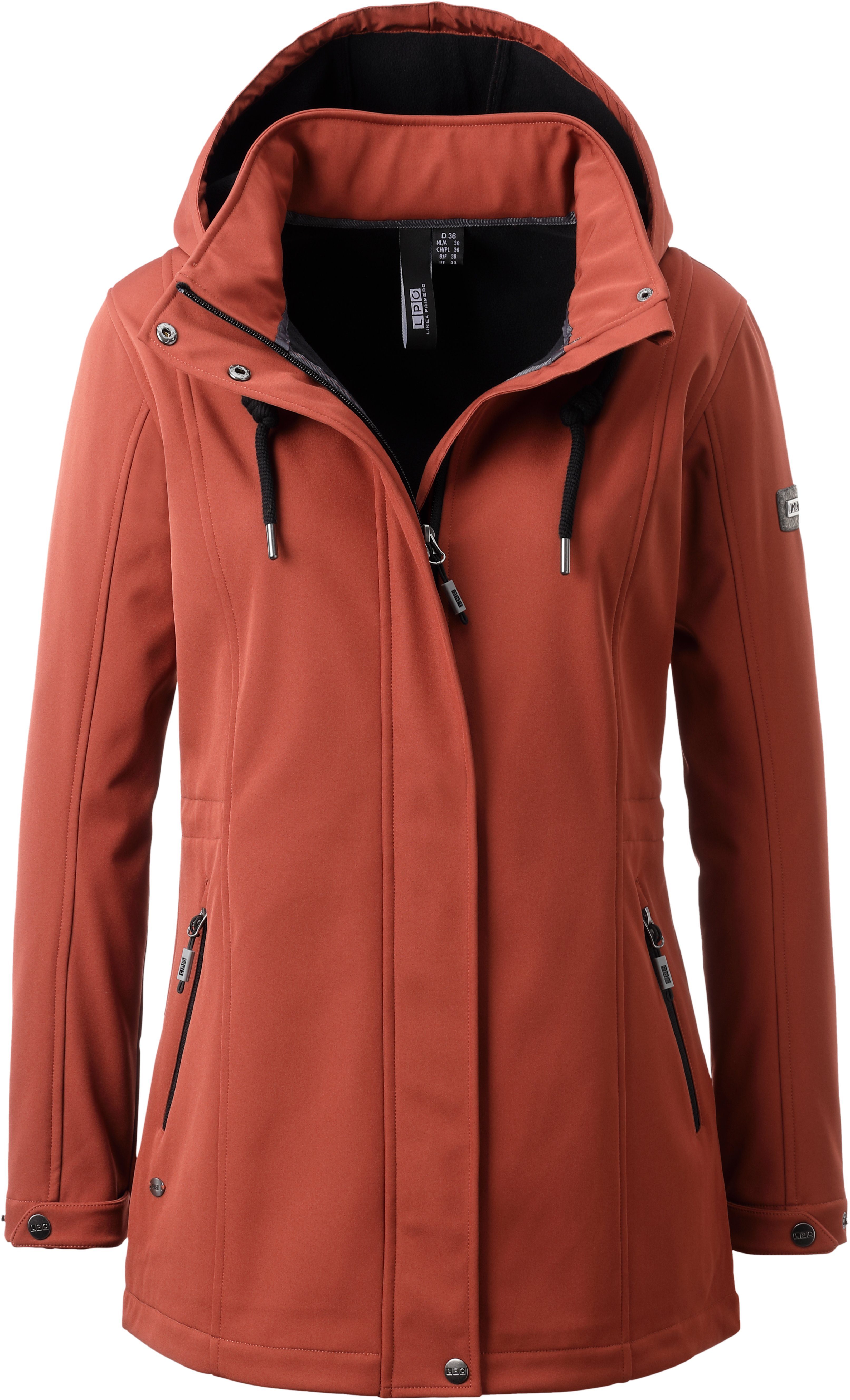 Softshelljacke abnehmbarer WILKIE PEAK mit DEPROC WOMEN rot Active Linea Kapuze Primero