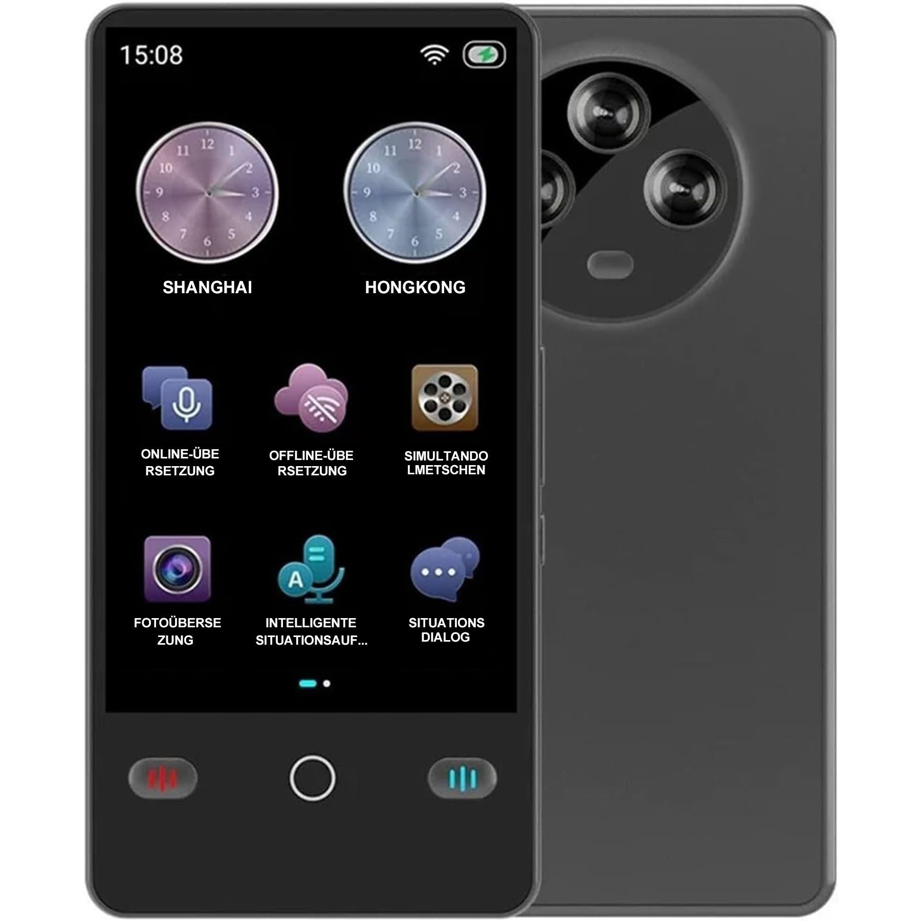 Senmudi Sprachcomputer übersetzerin,AI Sprachübersetzer Gerät, 142 Sprachen,Intelligenter, Offline/Online/Foto Übersetzung, 4" Touchscreen für Reisen, Business