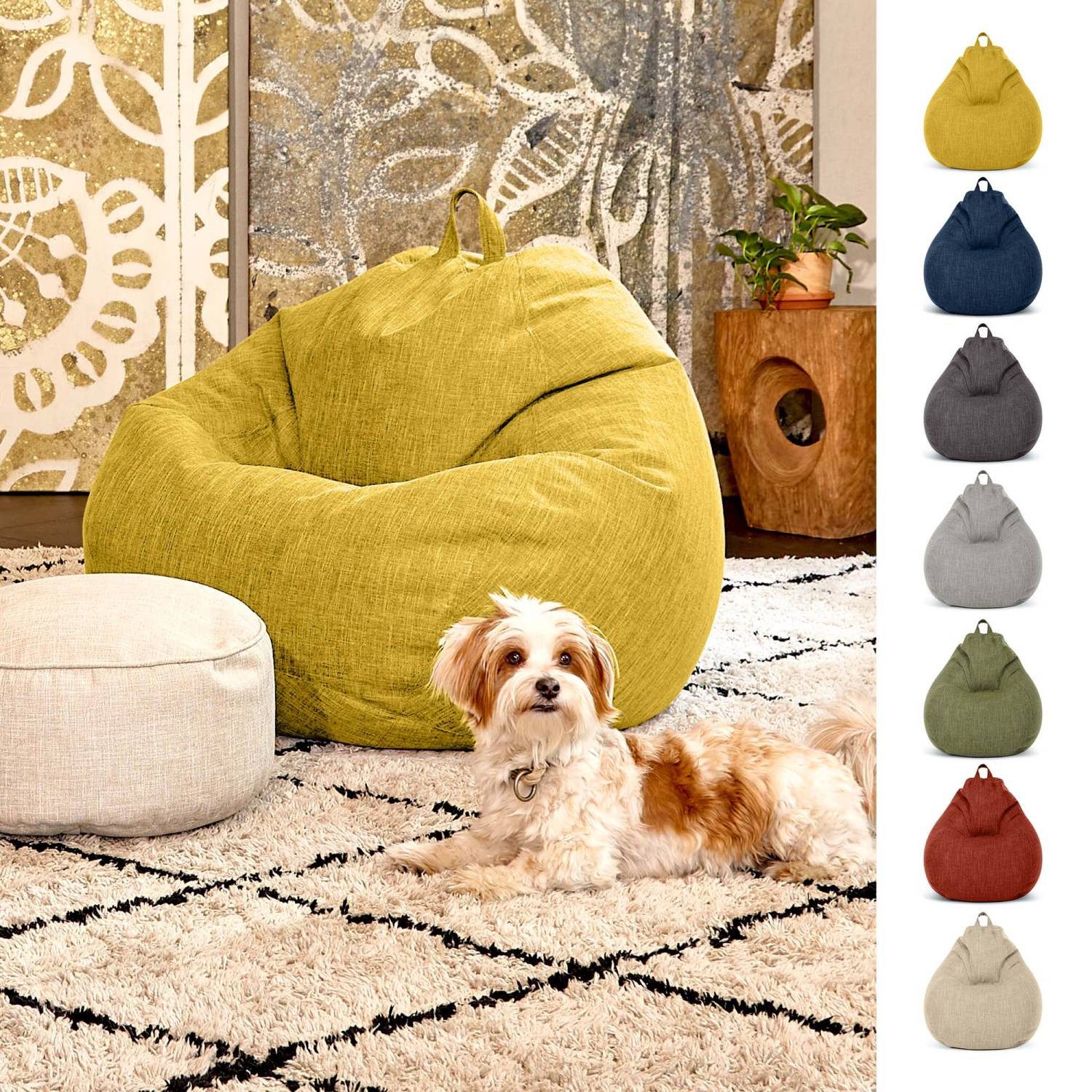 Green Bean Sitzsack Indoor Sitzsack Home Linen L - 200 Liter (Indoor Riesensitzsack mit EPS-Perlen Füllung, Kuschelig Weich Waschbar), Sitzkissen Lounge Chair