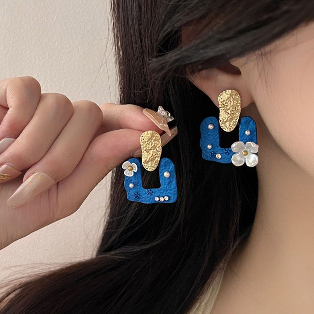 AUzzO~ Paar Ohrhänger Paar Quadratische Ohrringe Damenschmuck Perlen-Ohrringe Vintage, Ideal für den Alltag