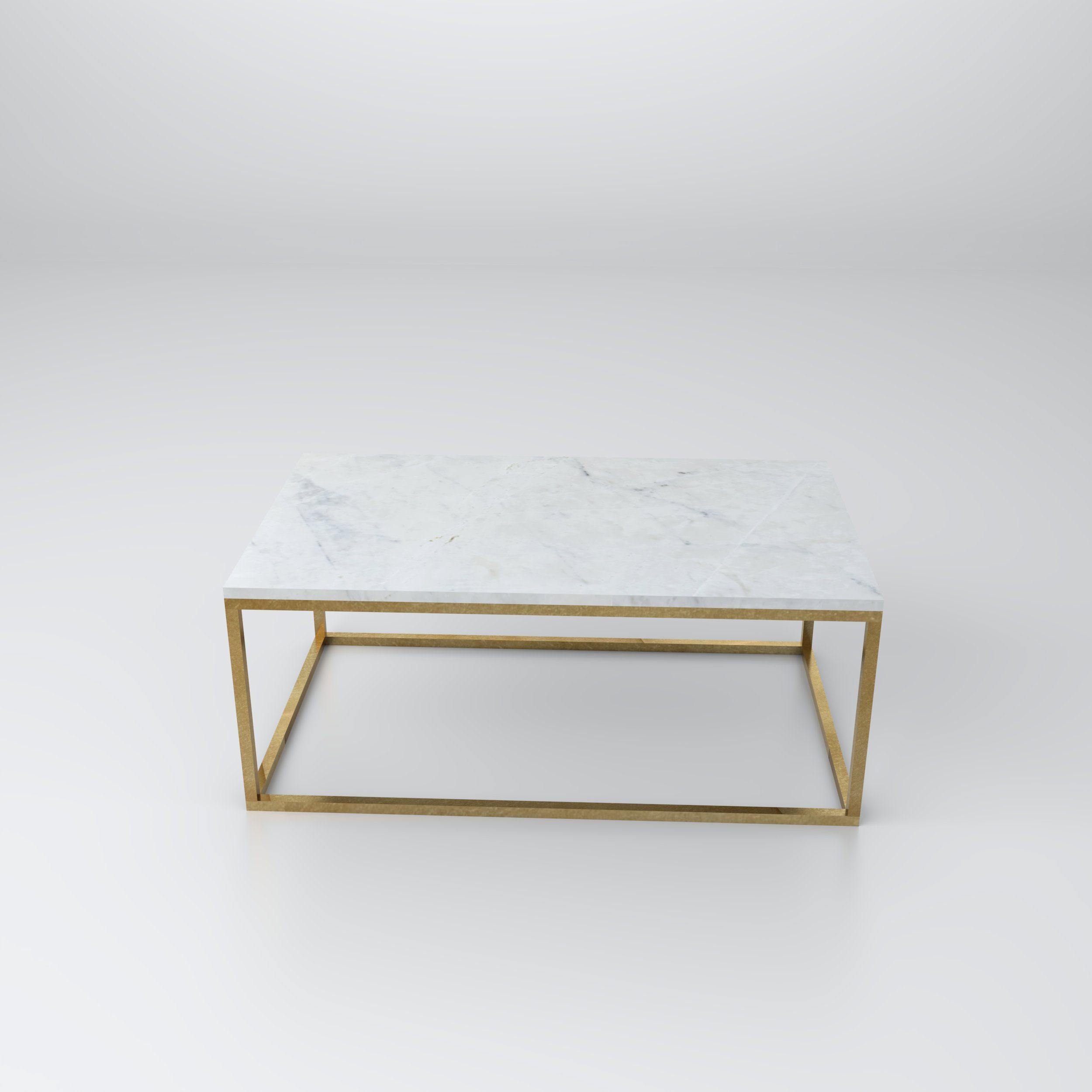 Enzo Couchtisch Stone | D'arte Bianco Marmor hochwertigem rechteckiger gold aus PIRLO Couchtisch