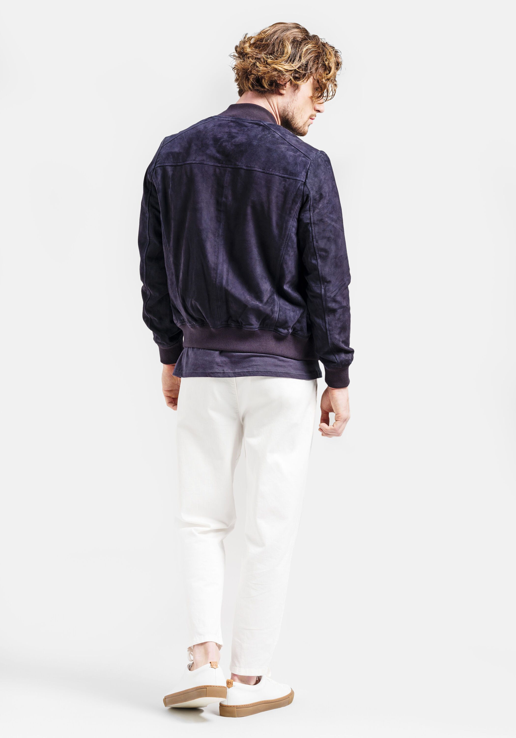 18N62 Lederjacke NEANGLO (1-St) im College-Style aus weichem Ziegenvelours