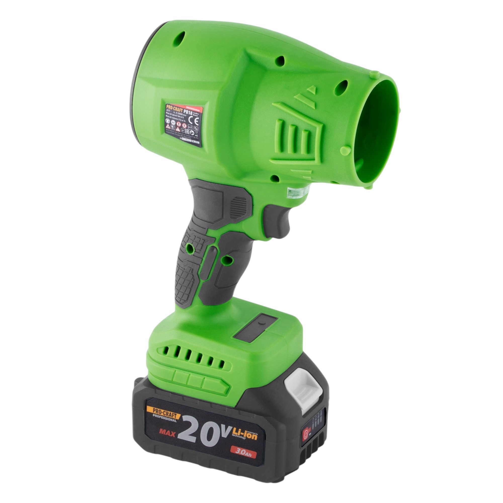 PRO CRAFT Akku-Laubbläser PB18 Akku Laubbläser 20 V + 1x Akku 3,0 Ah + Ladegrät