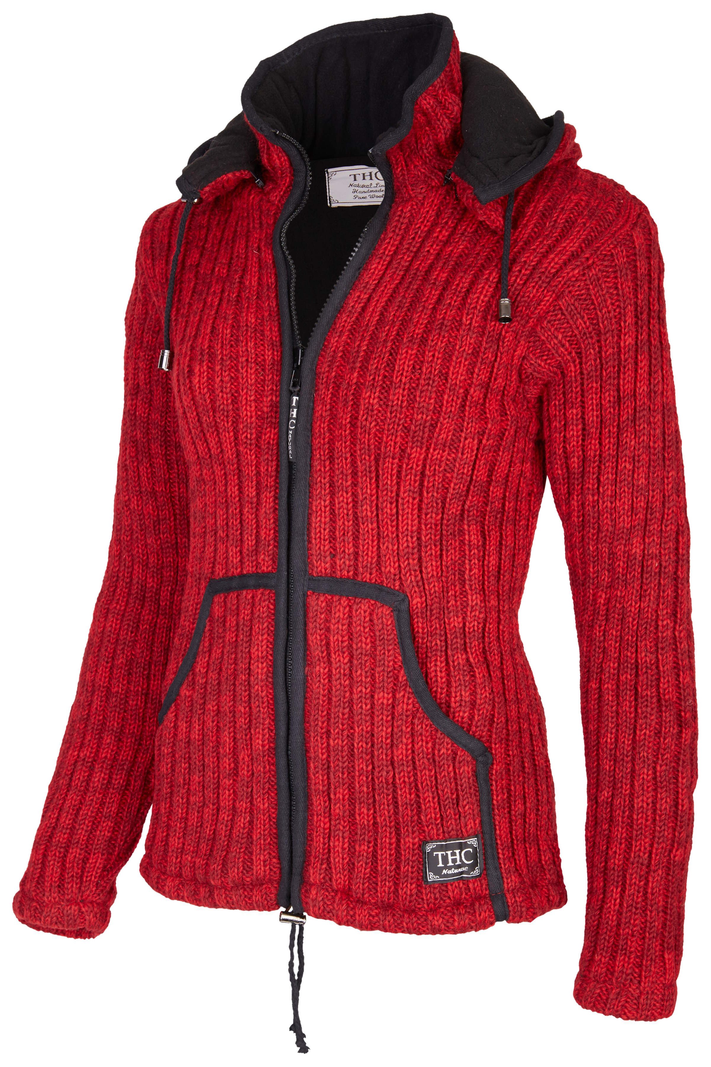 THC Natural Line Strickjacke Schafwollstrickjacke rot günstig online kaufen