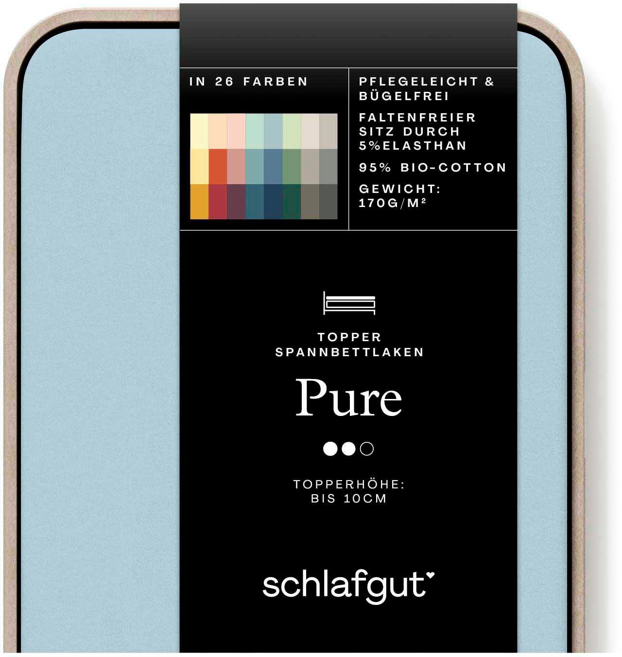 Schlafgut Spannbettlaken PURE TOPPER Bio-Baumwolle mit Elasthan 170 g/m² für Topper bis 10 cm, Jersey-Elasthan, Gummizug: rundum, (1 Stück), PREMIUM Laken für M – Bild 2 von 5