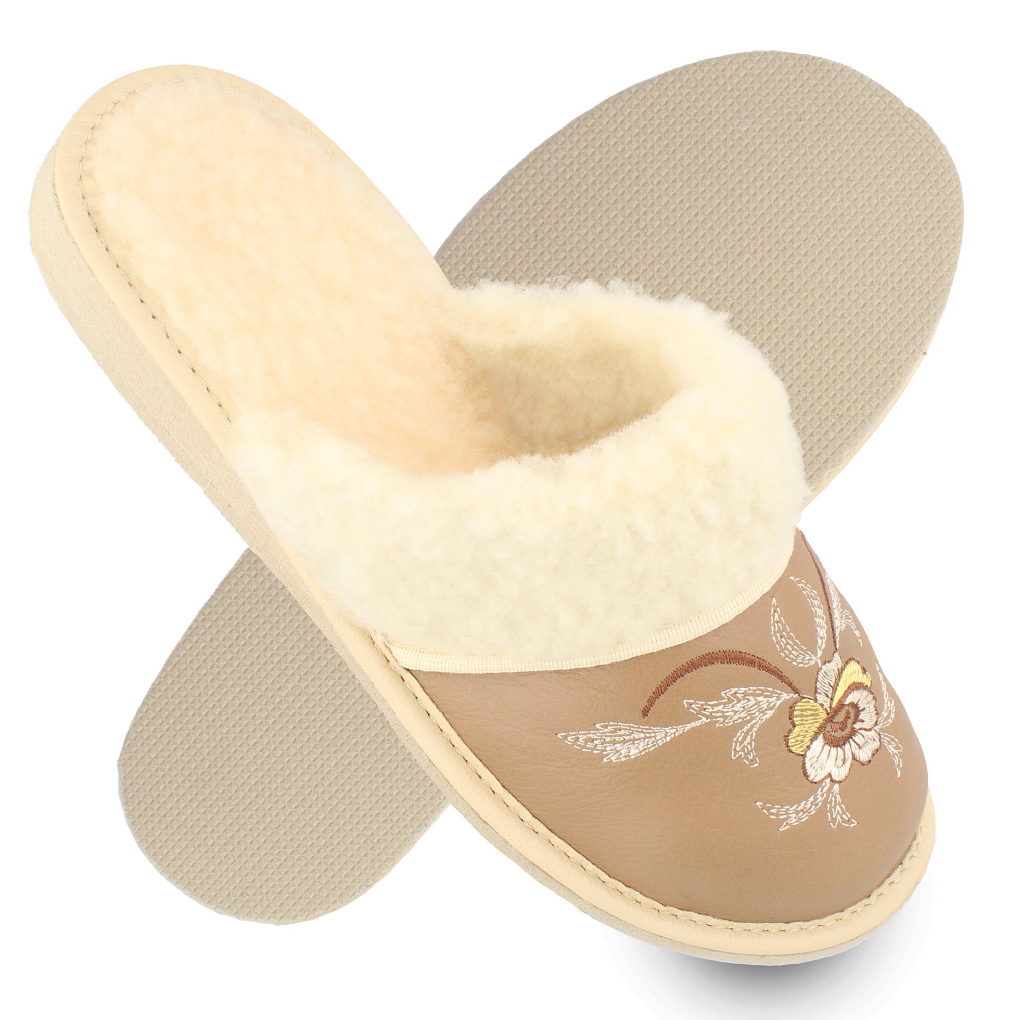 Vara Hübsche Winter Pantoffeln mit Schafwolle für Damen Hausschuh