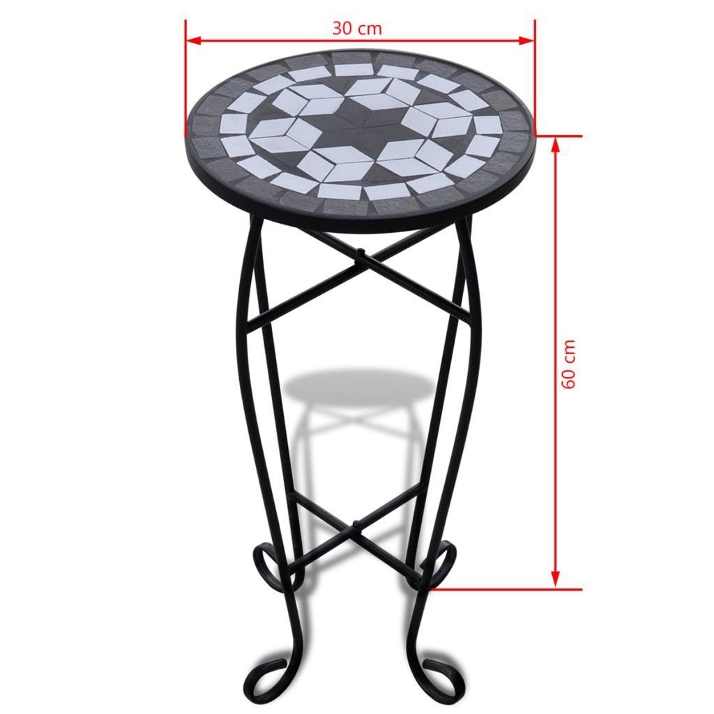 Schwarz Gartentisch MOSAIK Tisch Bistrotisch Blumenständer Beistelltisch vidaXL DOTMALL