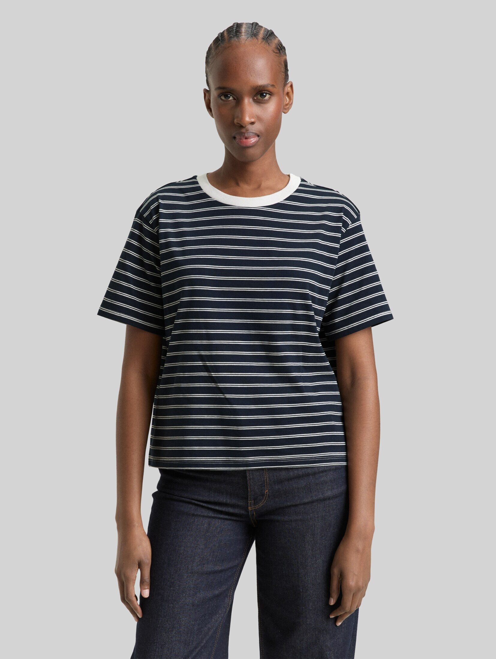 TOM TAILOR Denim T-Shirt T-Shirt (im Einserpack) Boxy Fit T-Shirt