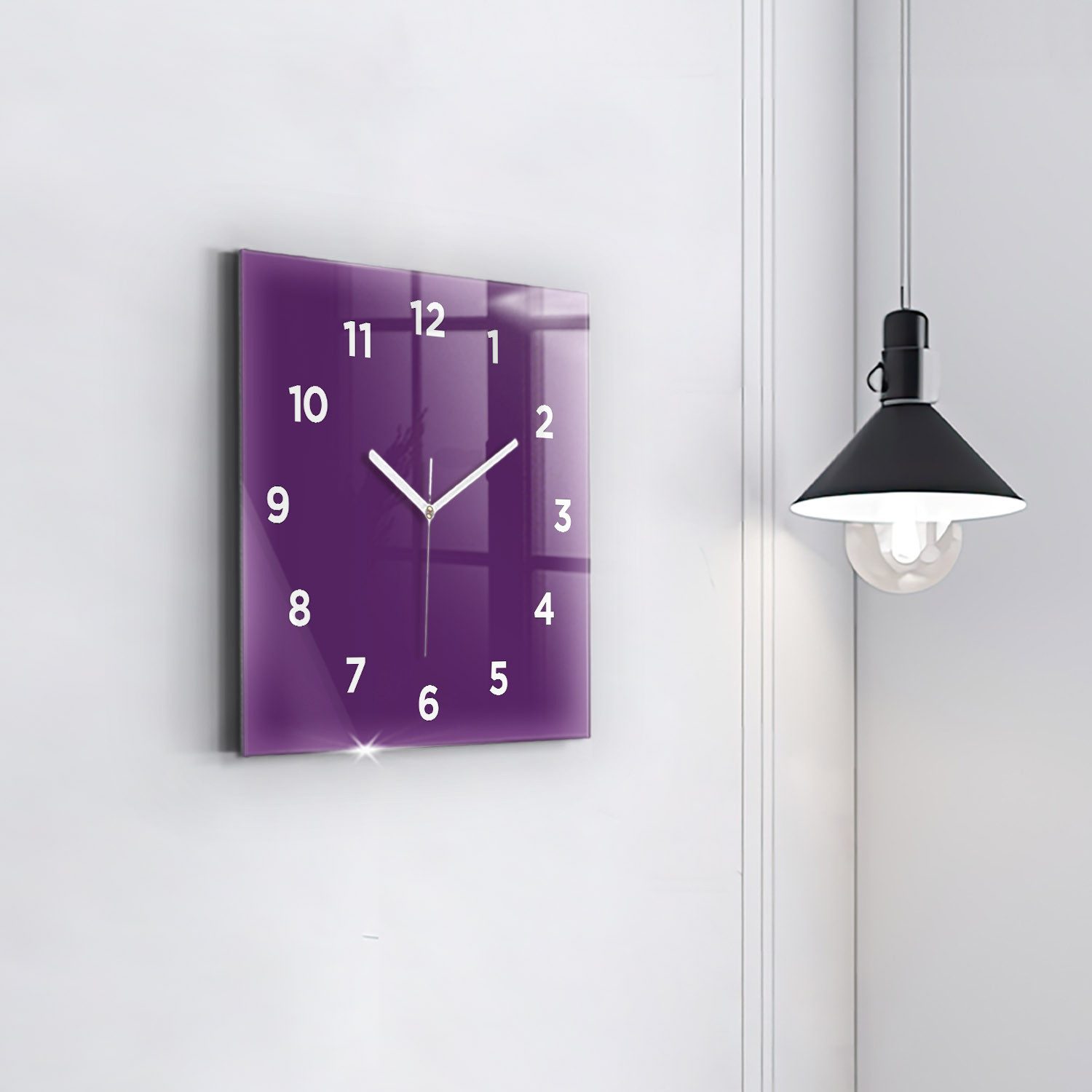 Tulup Wanduhr Glasuhr Modernistische Glaswanduhr 30x30cm Uhr aus gehärtetem Glas