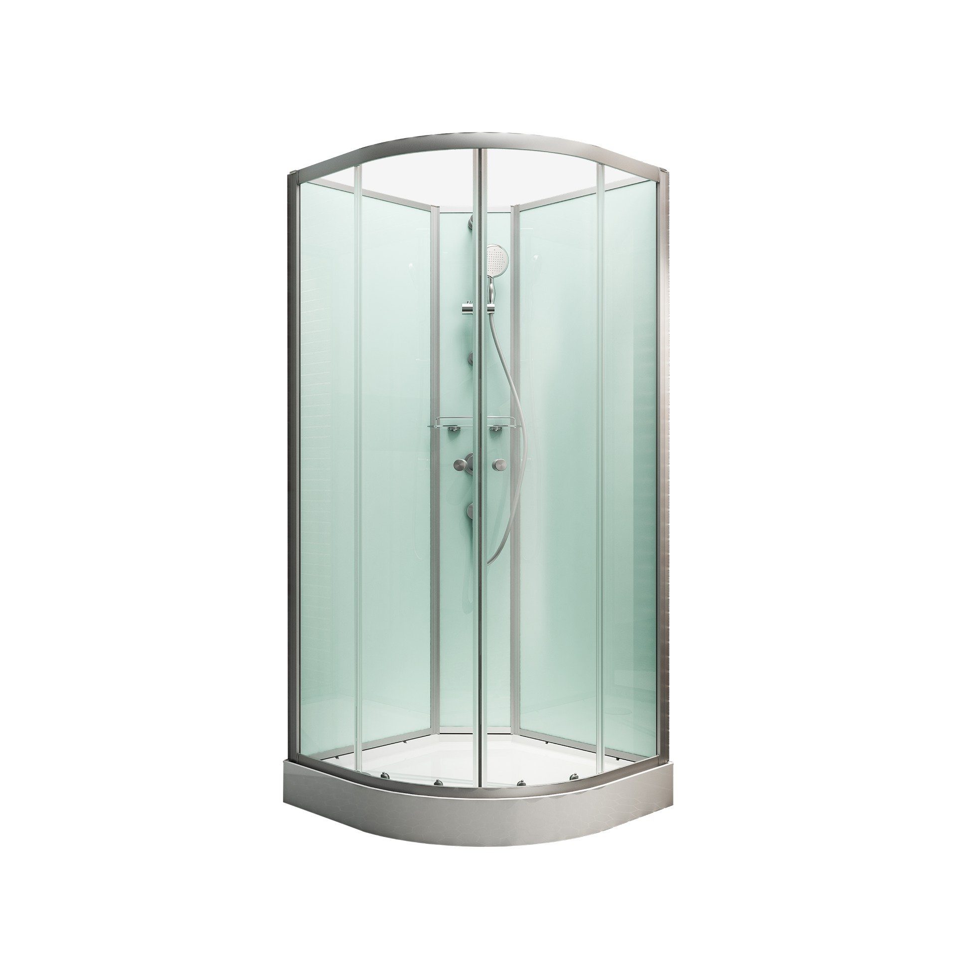 Schulte Komplettdusche Kreta II, BxT: 89x89 cm, 5 mm Sicherheitsglas, Komplett-Set, inkl. Duschwanne (13,5 cm hoch), Runddusche, Schiebetür
