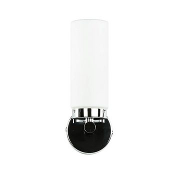 Licht-Erlebnisse Wandleuchte LUXOR, ohne Leuchtmittel, Badlampe Spiegel Glas Metall in Chrom Weiß klein Modern E14 Wandlampe