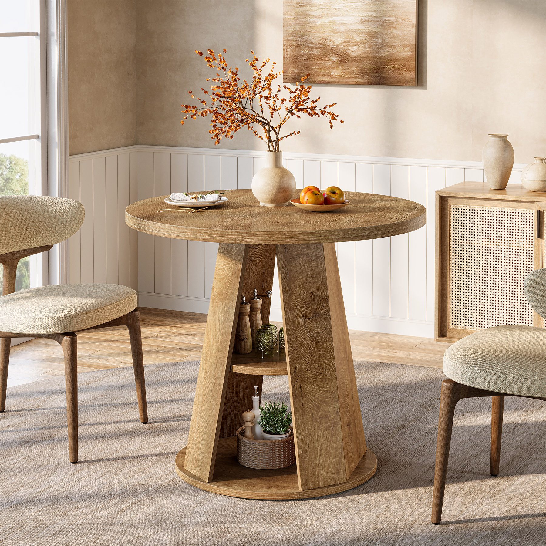 Tribesigns Esstisch runder Esstisch für 2–4 Personen, 80 cm Kleiner Küchent günstig online kaufen