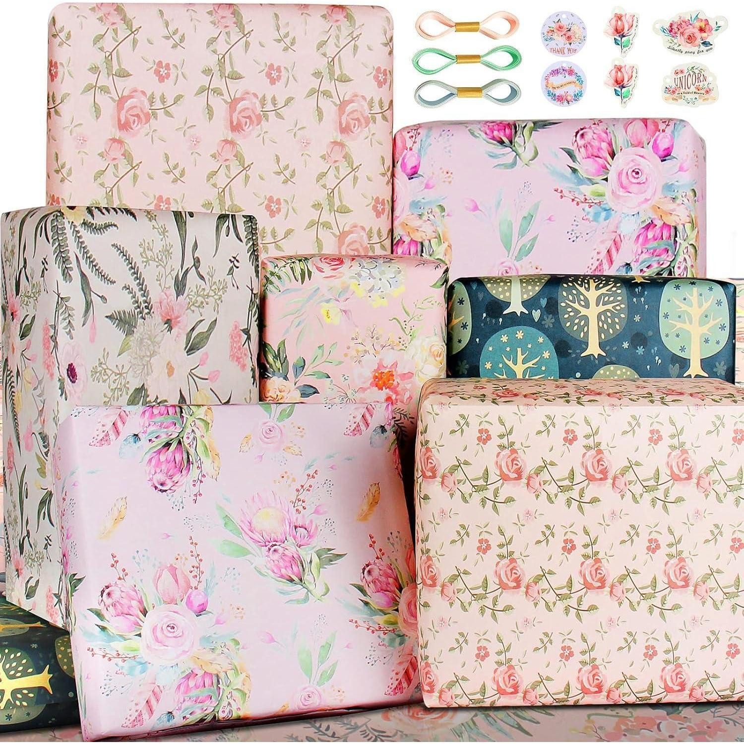 LuxusKollektion Geschenkpapier Geschenkpapier Geburtstag Pastell Lila Multi Lila Rosa Grünem, (1St)