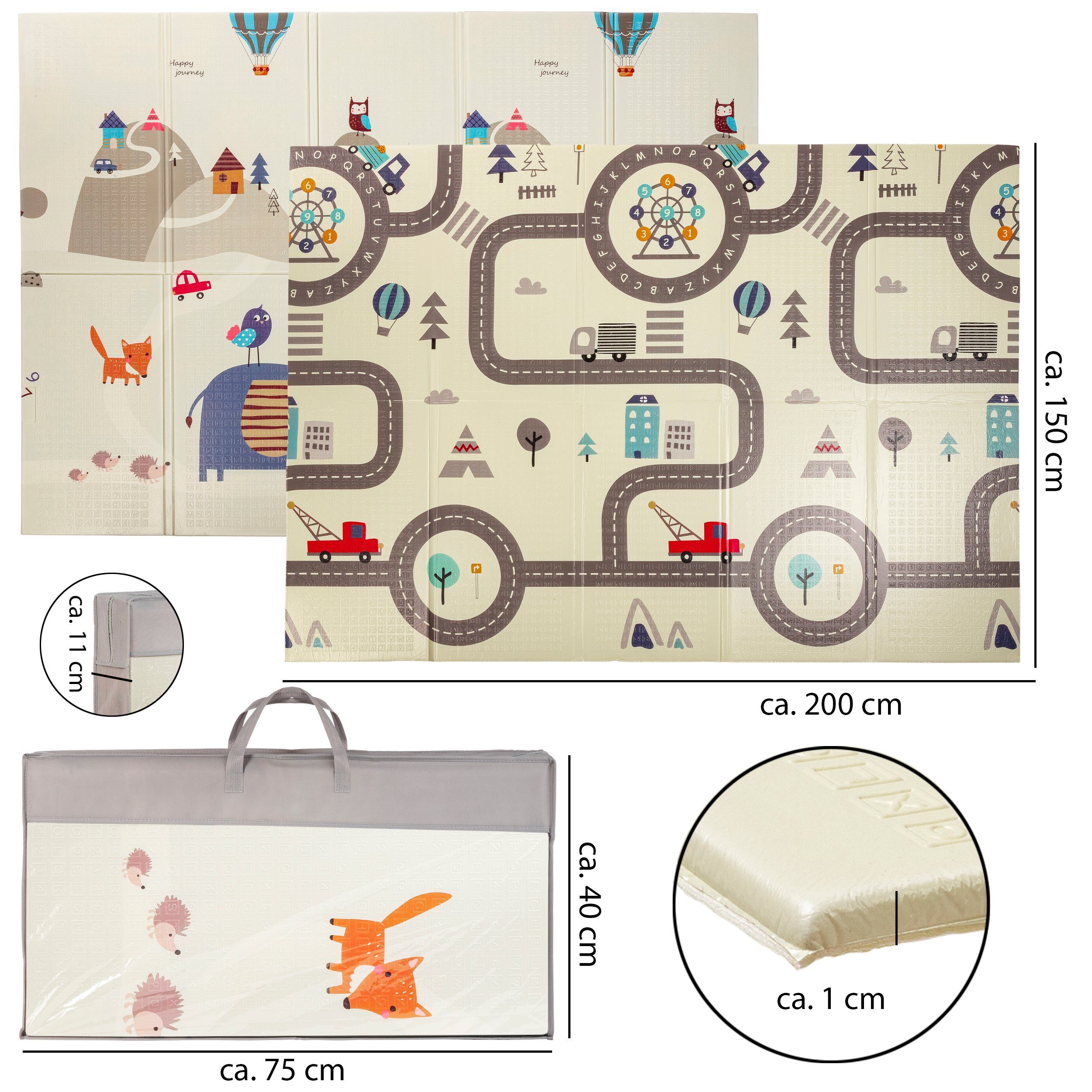 ONVAYA Bodenmatte Spielmatte, Krabbelmatte faltbar, 150x200, 180x200