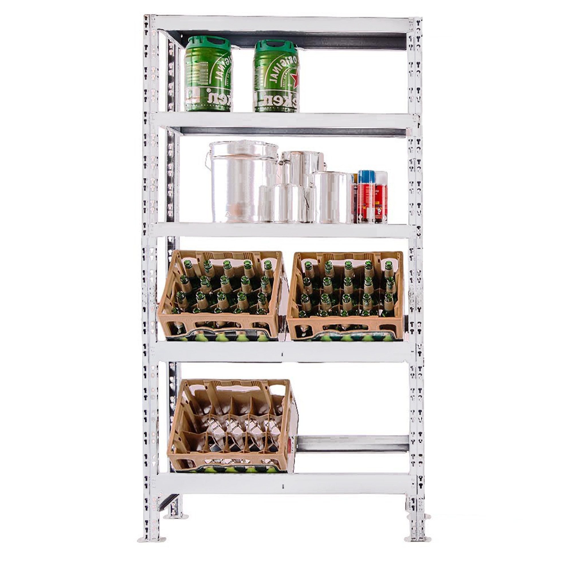 Szagato Regal Getränkekisten-Regal für 4 Kisten + 3 Böden 180x90x30 cm weis günstig online kaufen