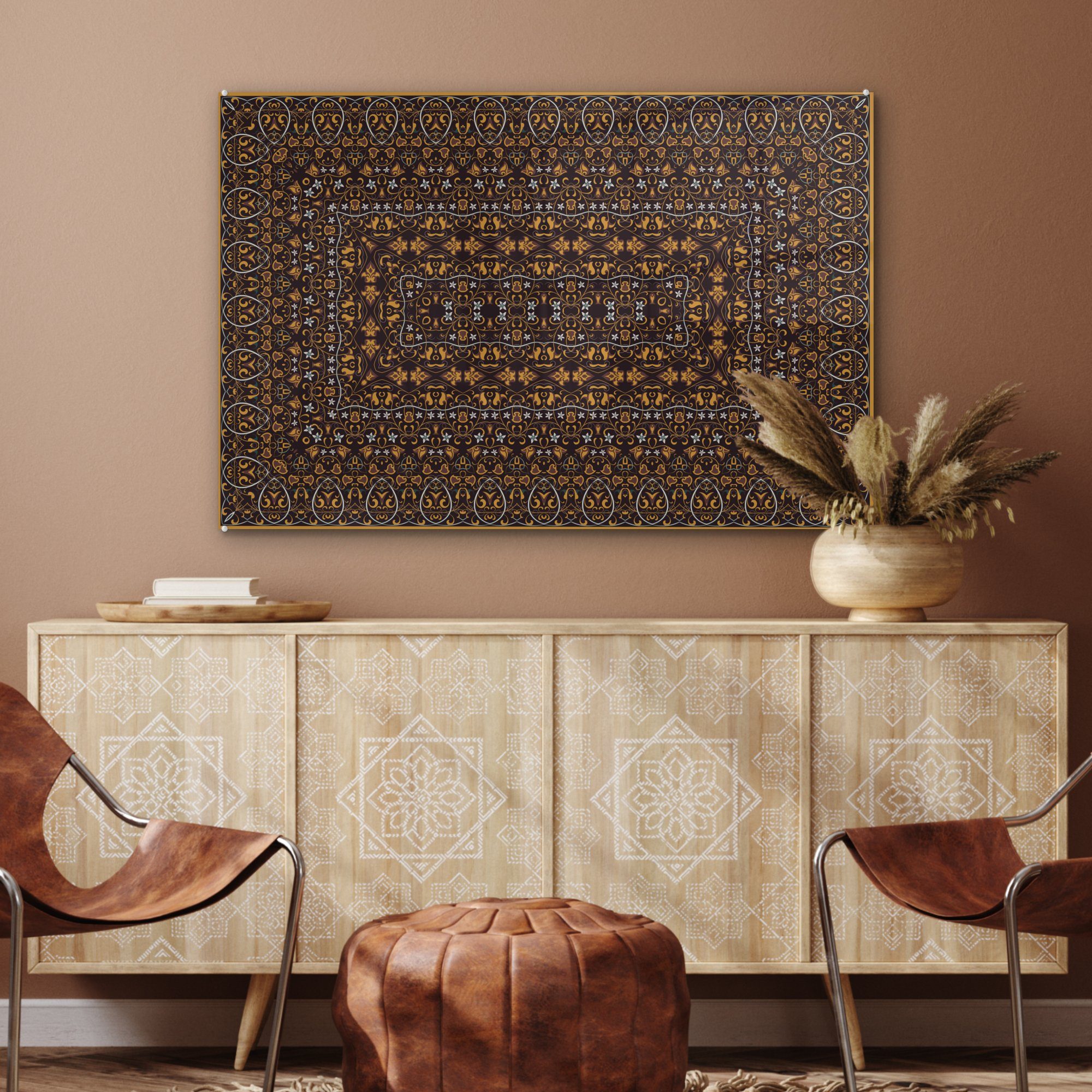 Persische (1 - Orange, St), Teppiche Acrylglasbilder MuchoWow & Wohnzimmer Muster - - Teppiche Schlafzimmer Acrylglasbild