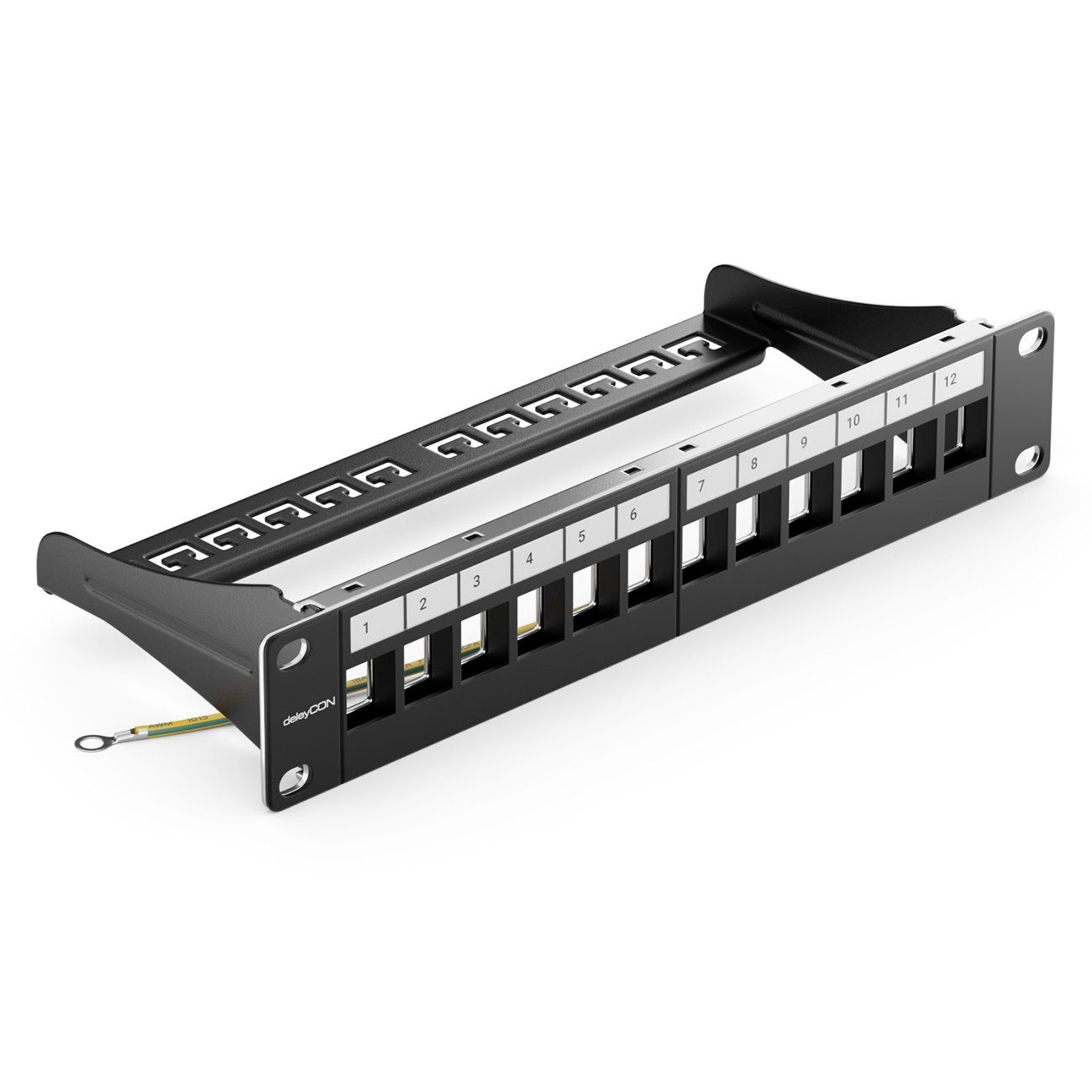 deleyCON 12 Port Patchpanel Modular für Keystone Module 1HE 10 Zoll Netzwerk-Adapter