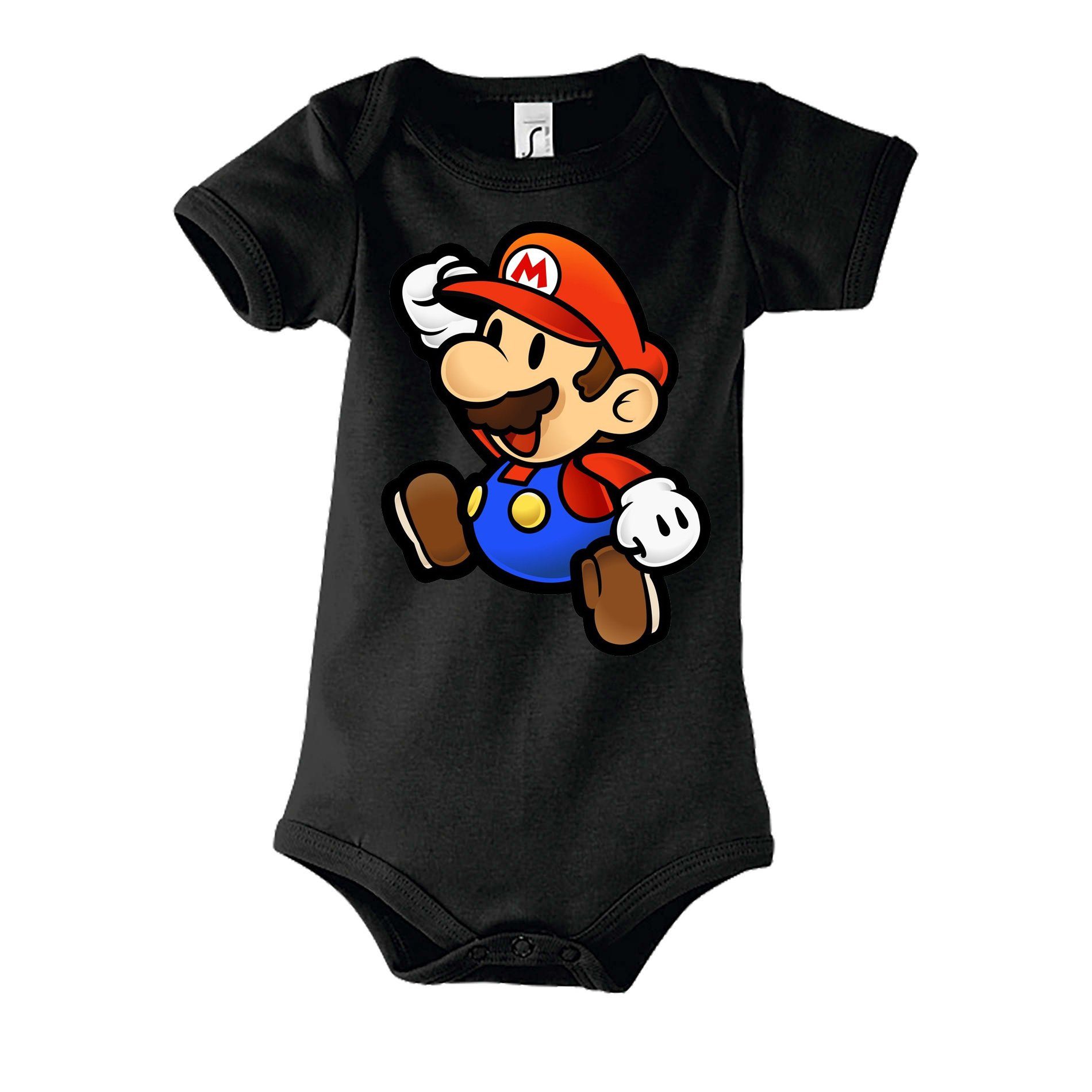 Blondie & Brownie Strampler Kinder Baby Mario Nintendo Gaming Luigi Yoshi Super mit Druckknopf Schwarz