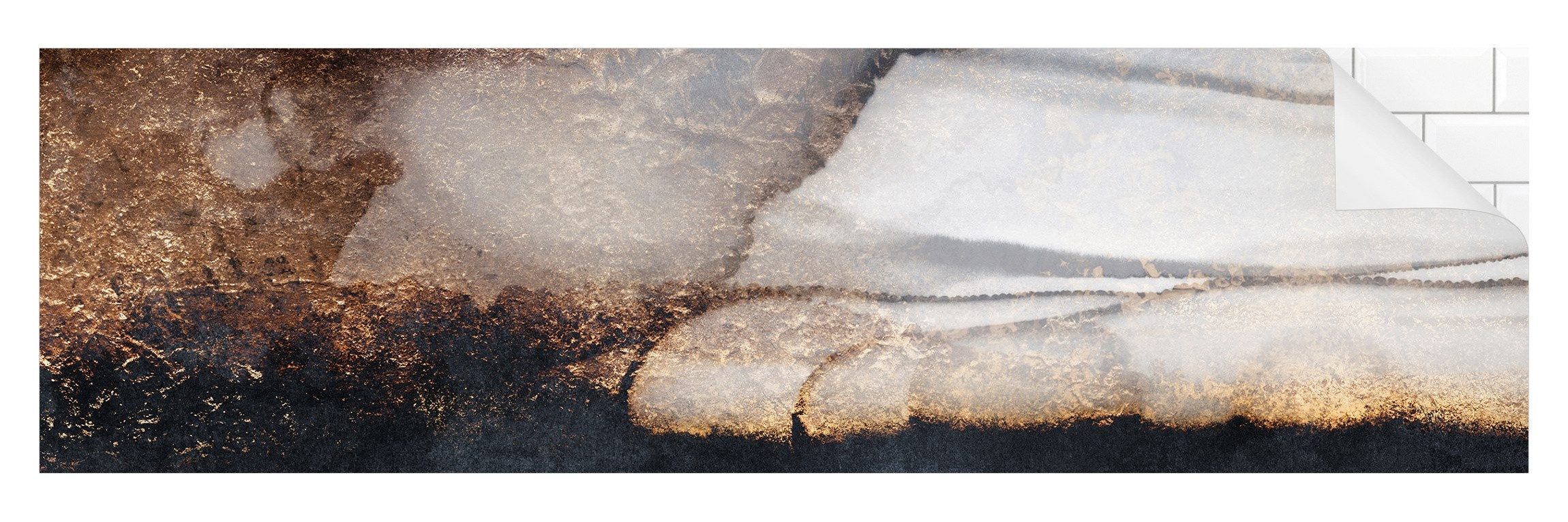 Bilderdepot24 Badrückwand schwarz fugenlose Wandverkleidung Bad Abstrakt, (Hartfolie matt » Selbstklebend SMART 0,35 mm), wasserfestes Wandpaneel Goldener Marmor gemalt