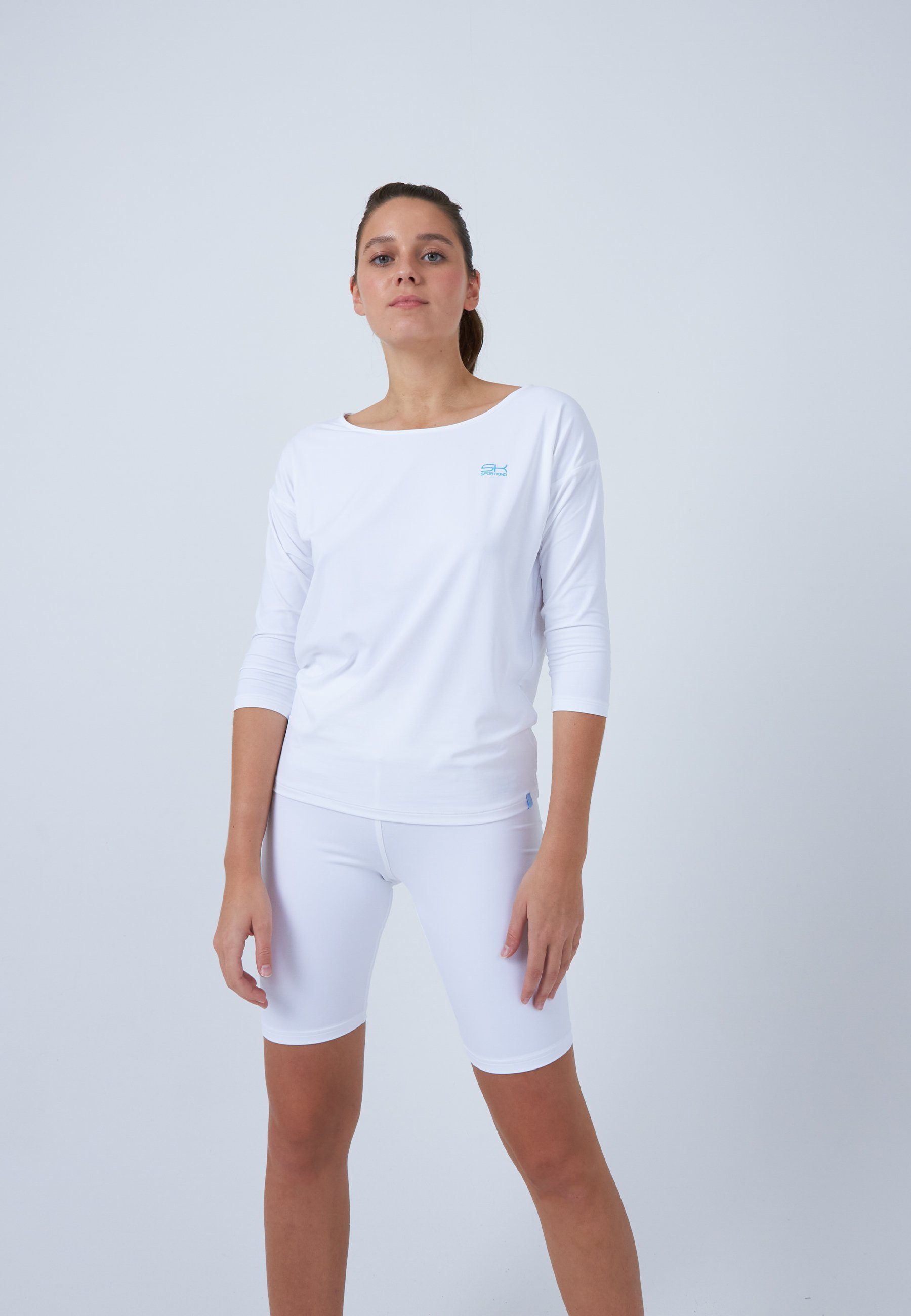 Funktionsshirt weiß Loose Mädchen Tennis Fit 3/4 Shirt SPORTKIND & Damen