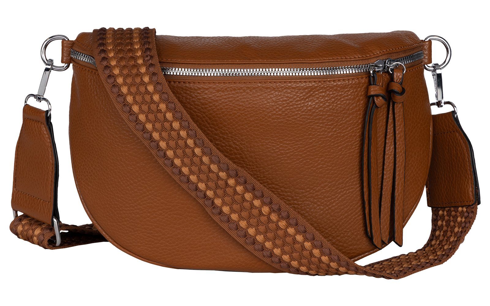 CrossOver, Gürteltasche Crossbody-Bag Umhängetasche BROWN Umhängetasche tragbar Schultertasche, Hüfttasche als EAAKIE Italy-D, Bauchtasche Kunstleder