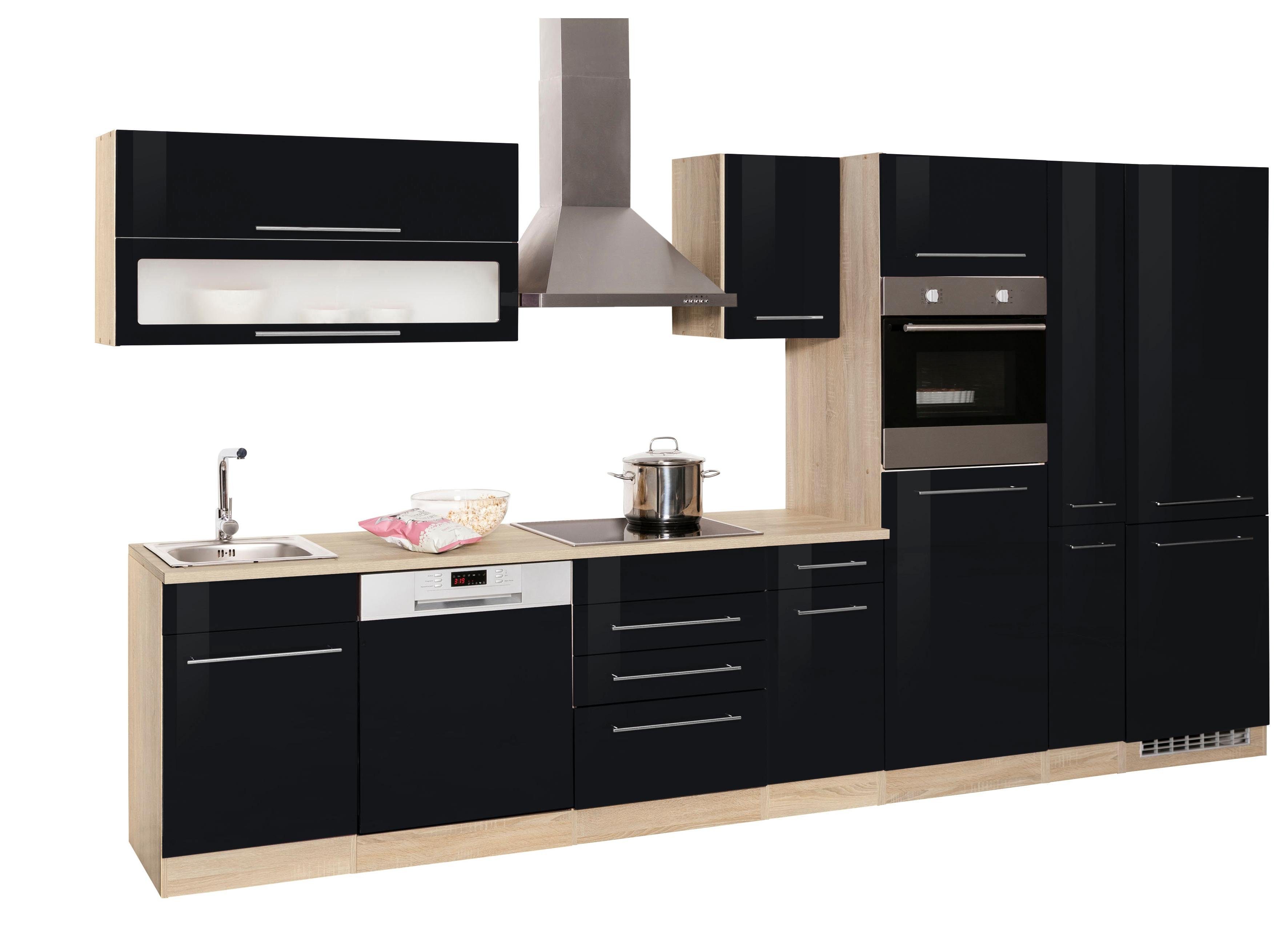 Front: schwarz Hochglanz | Korpus: eichefarben